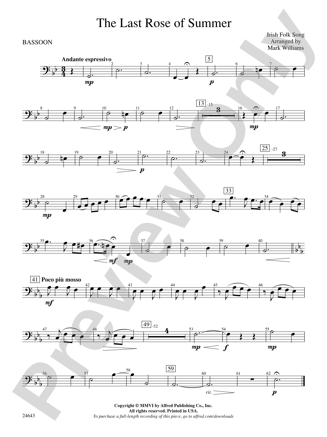 The Last Rose of Summer: Bassoon
