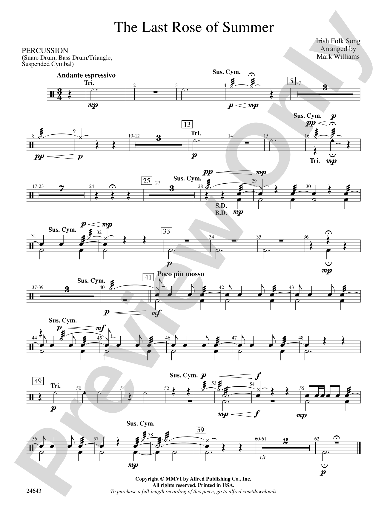 The Last Rose of Summer: 1st Percussion