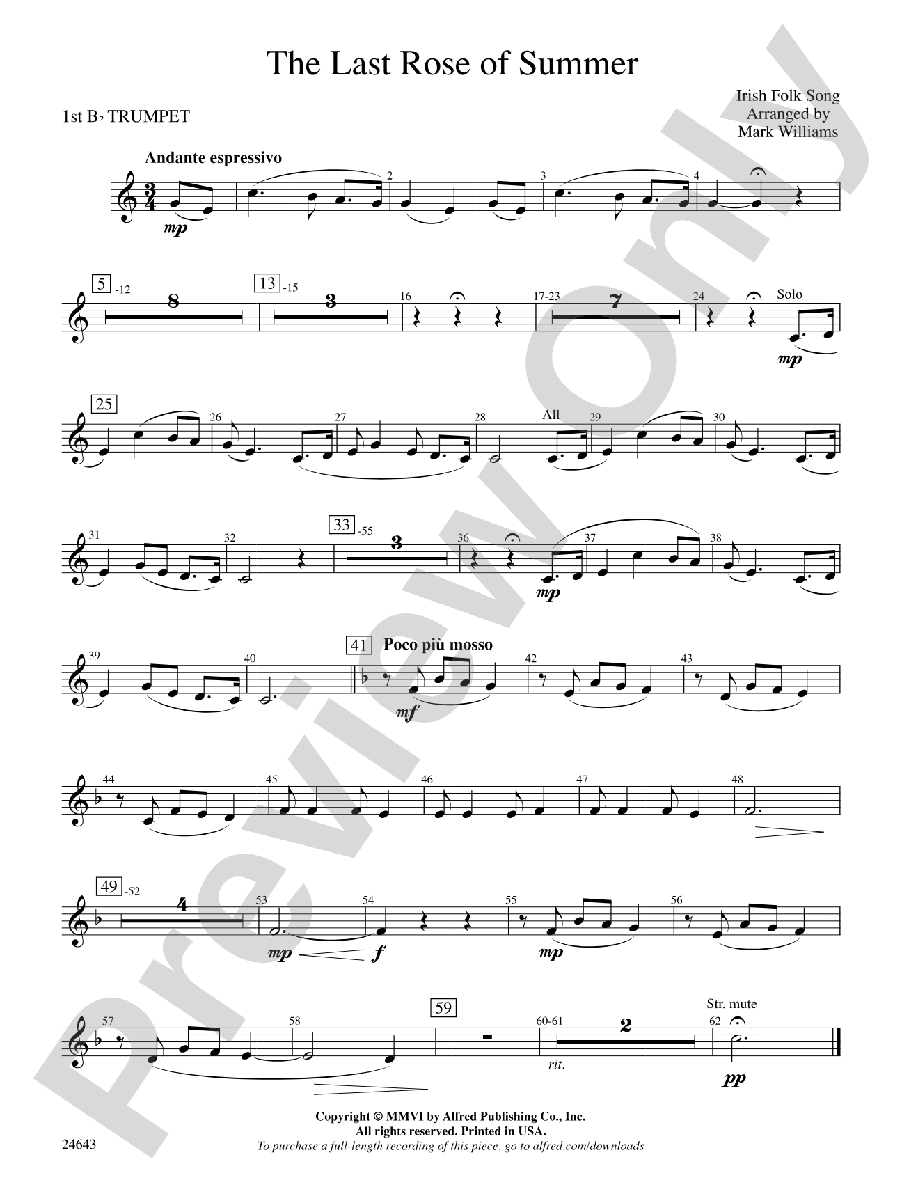 The Last Rose of Summer: 1st B-flat Trumpet