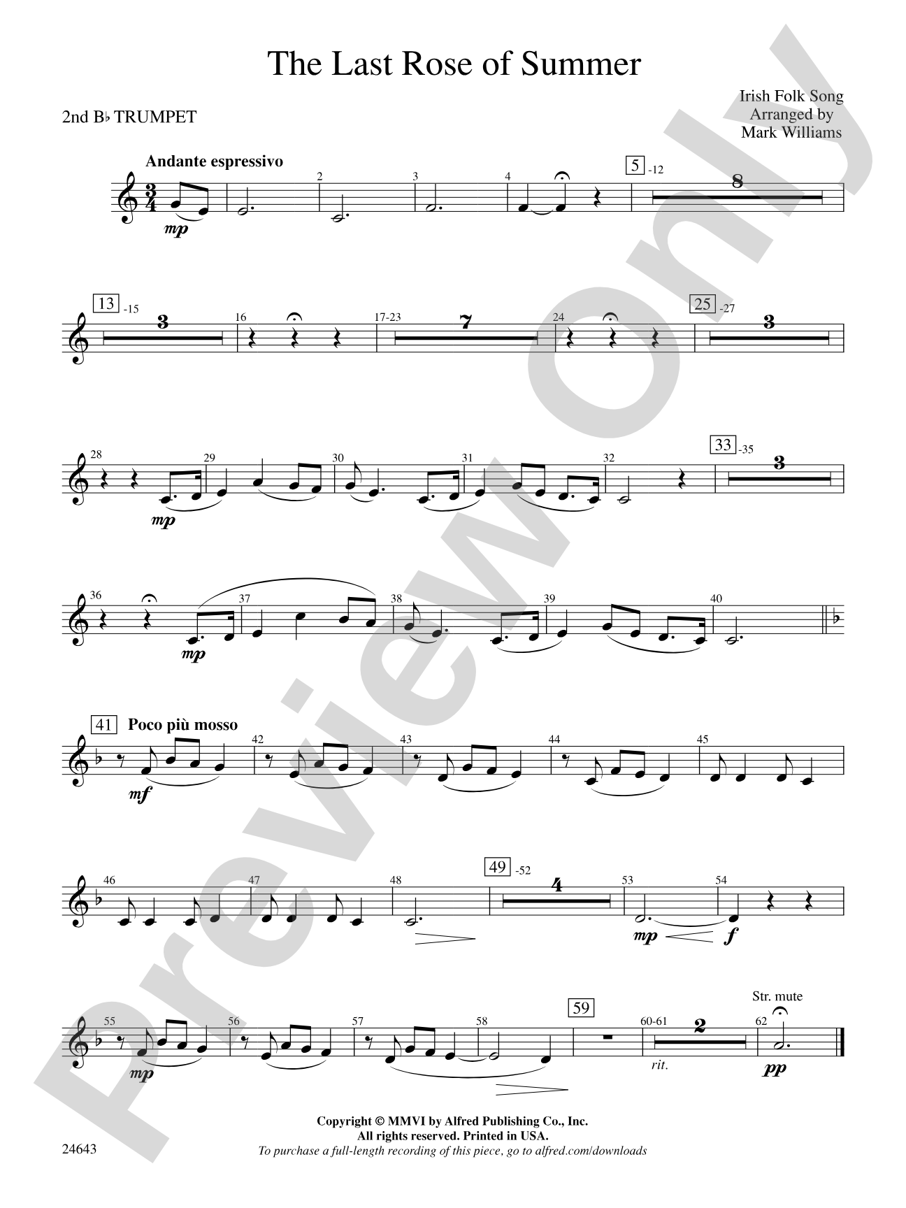 The Last Rose of Summer: 2nd B-flat Trumpet