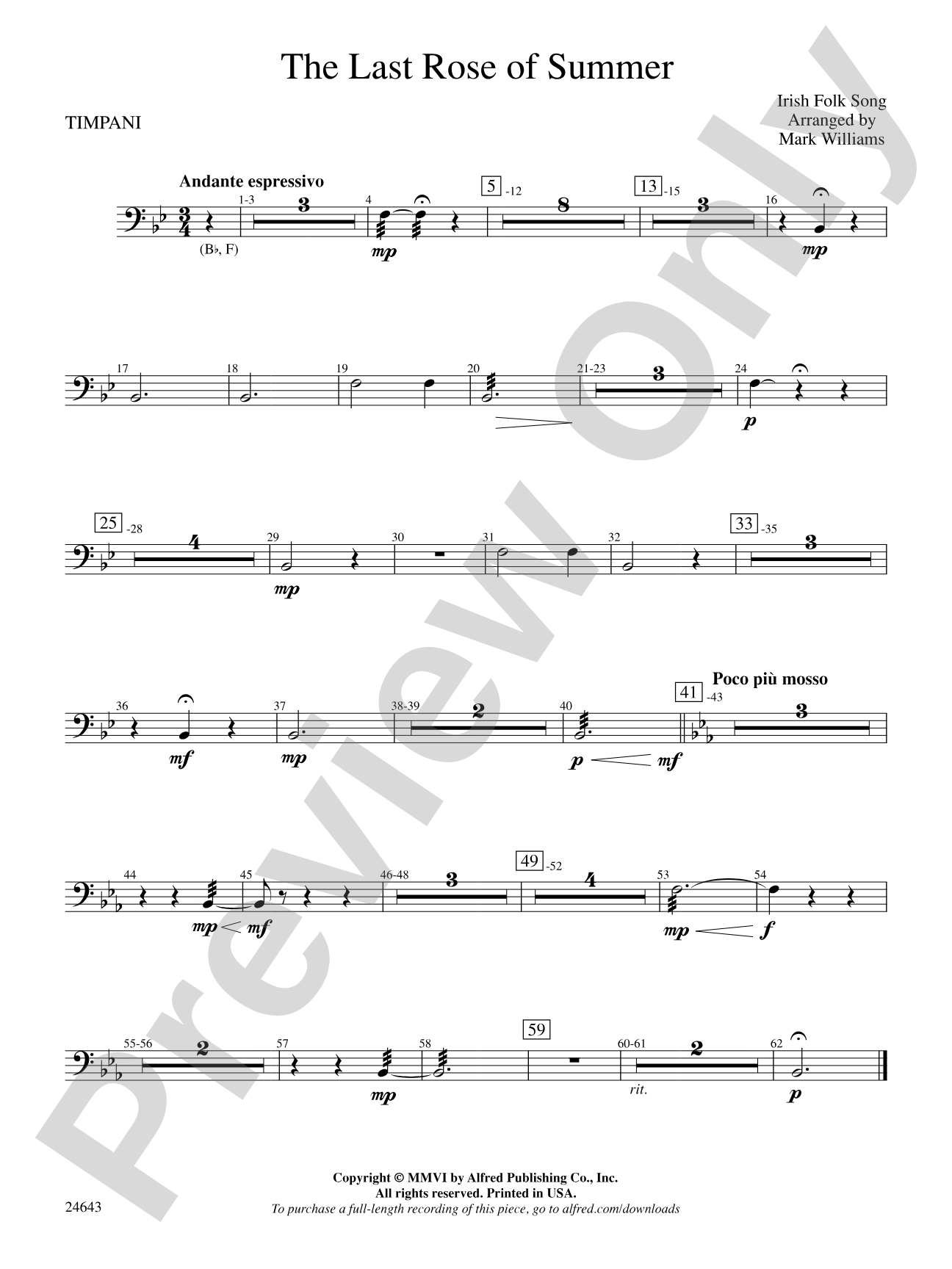 The Last Rose of Summer: Timpani