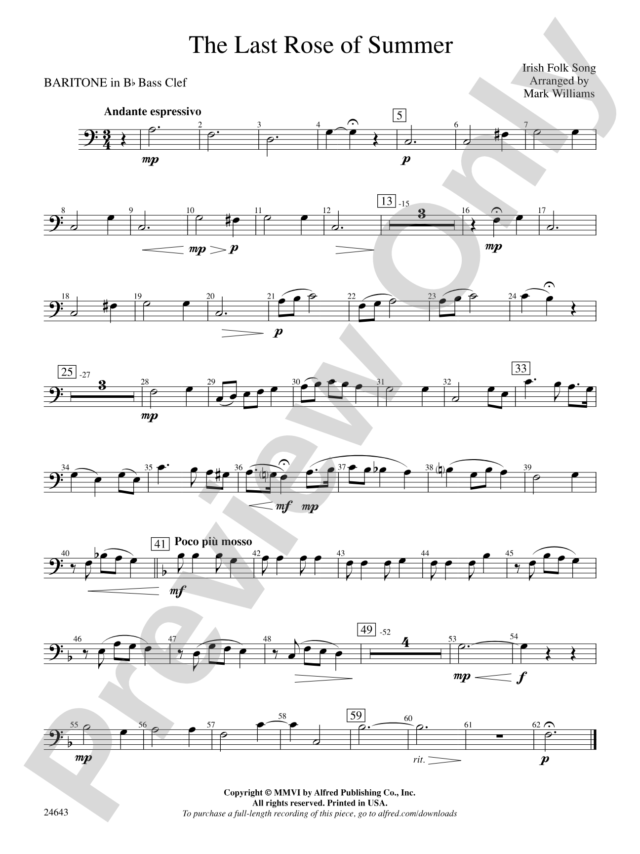 The Last Rose of Summer: (wp) B-flat Baritone B.C.