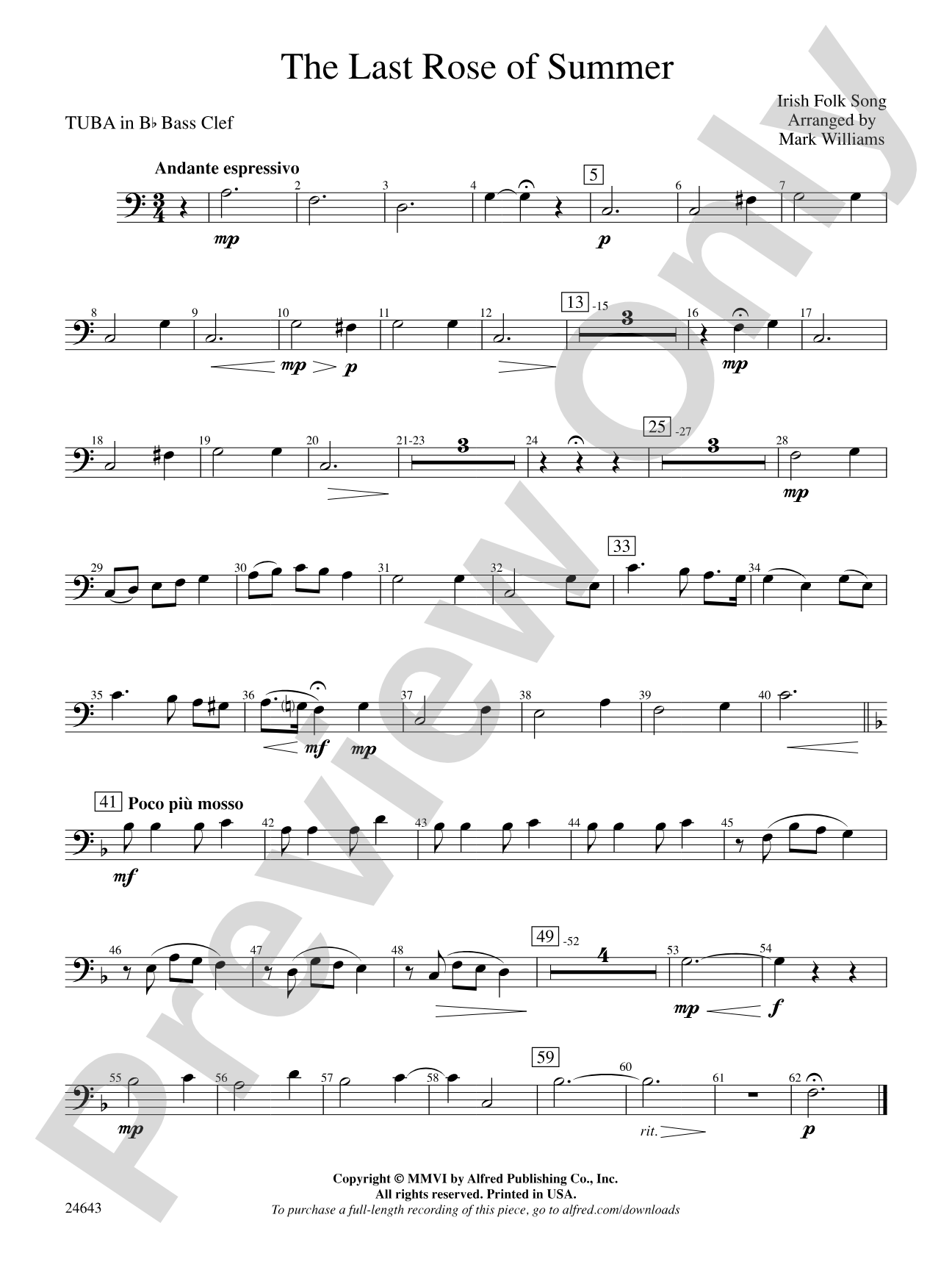 The Last Rose of Summer: (wp) B-flat Tuba B.C.