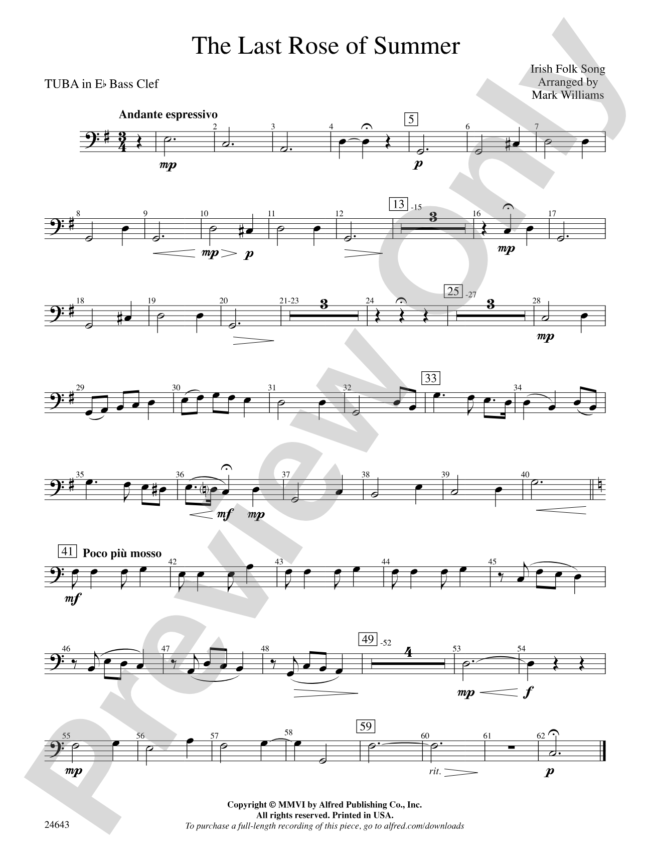 The Last Rose of Summer: (wp) E-flat Tuba B.C.