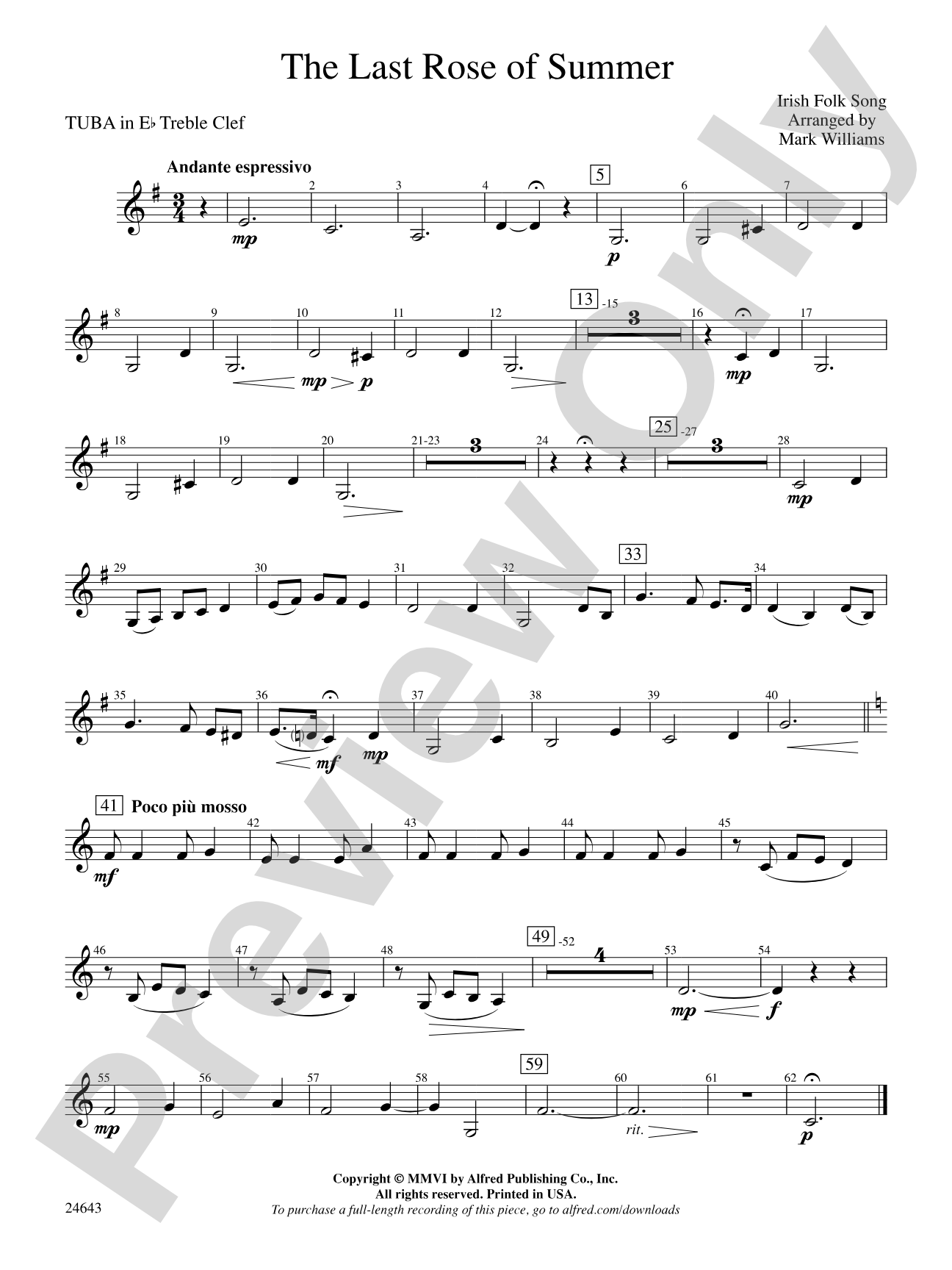 The Last Rose of Summer: (wp) E-flat Tuba T.C.