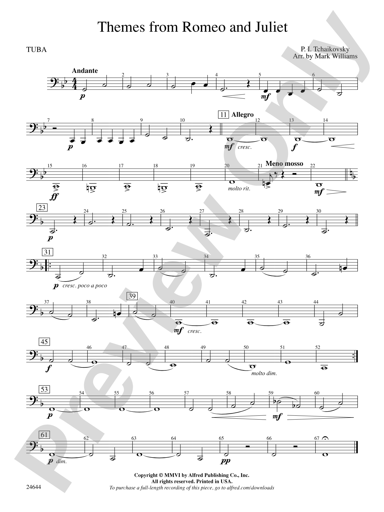 Romeo and Juliet, Themes from: Tuba