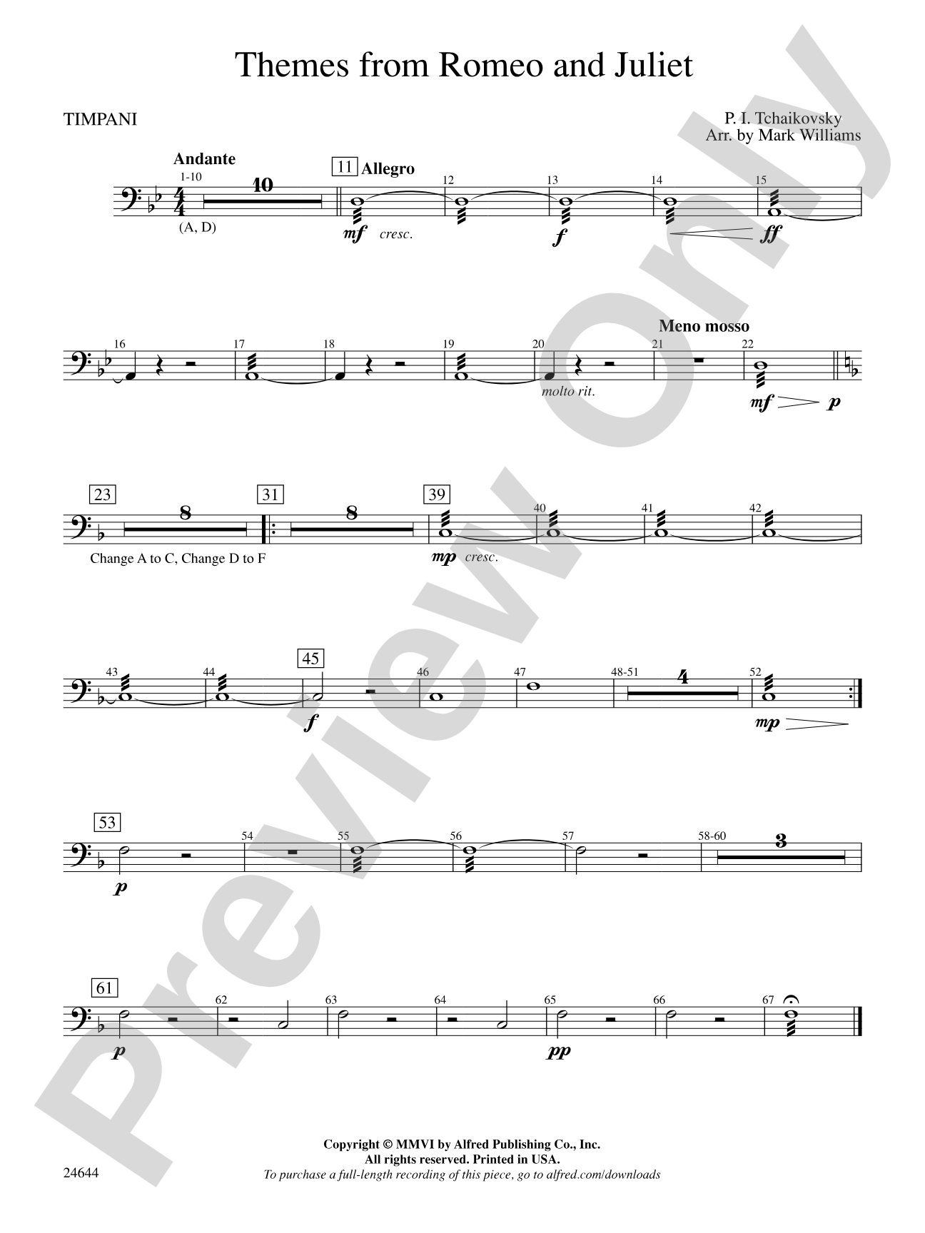 Romeo and Juliet, Themes from: Timpani