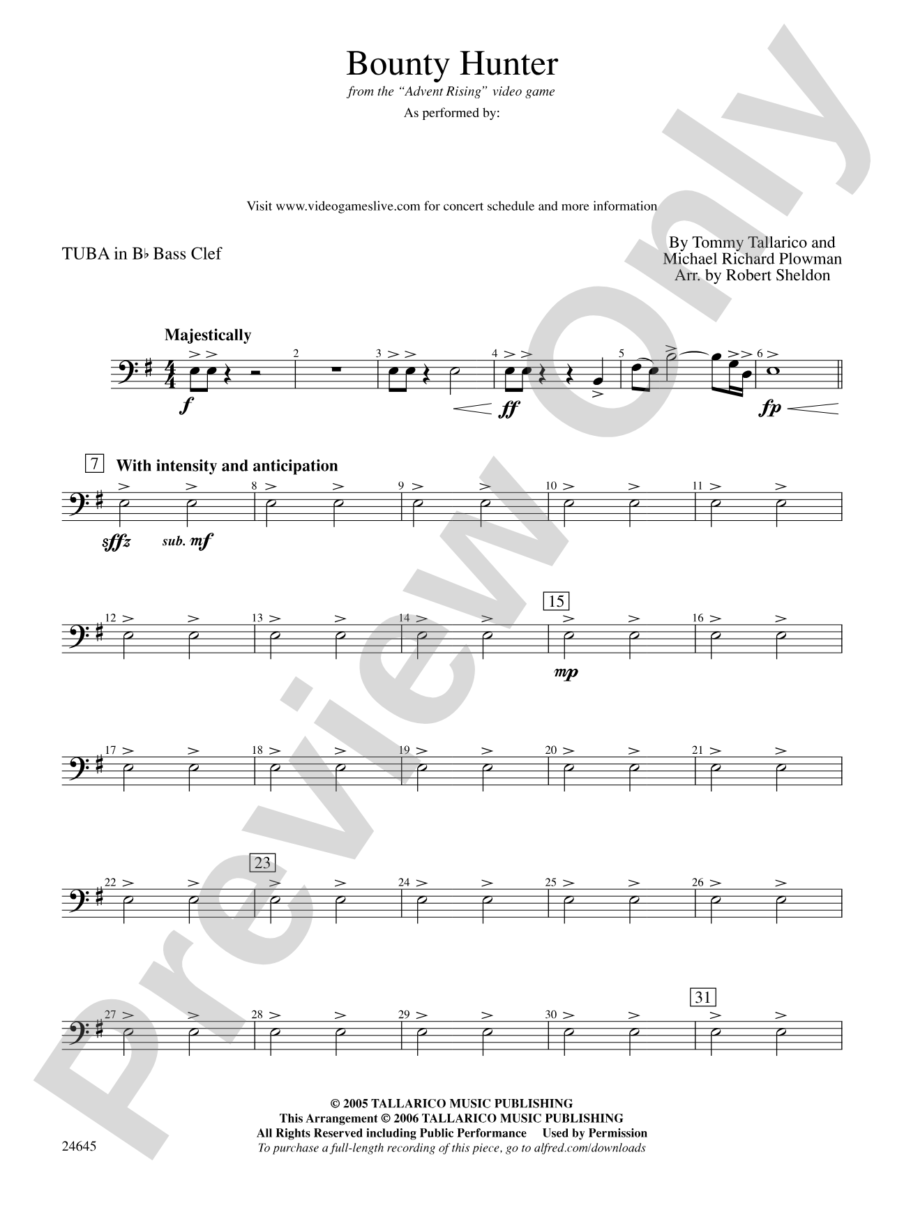 Bounty Hunter (from Advent Rising): (wp) B-flat Tuba B.C.