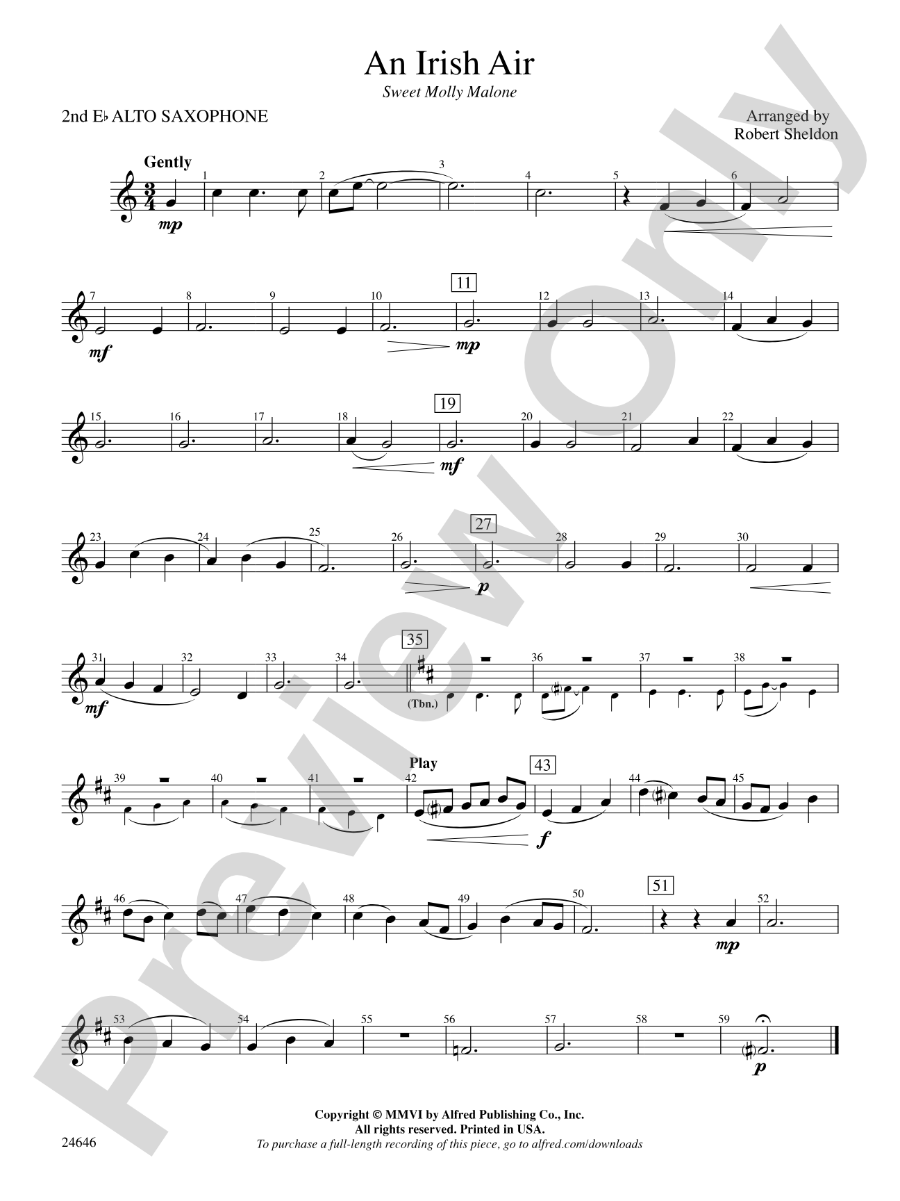 An Irish Air: 2nd E-flat Alto Saxophone