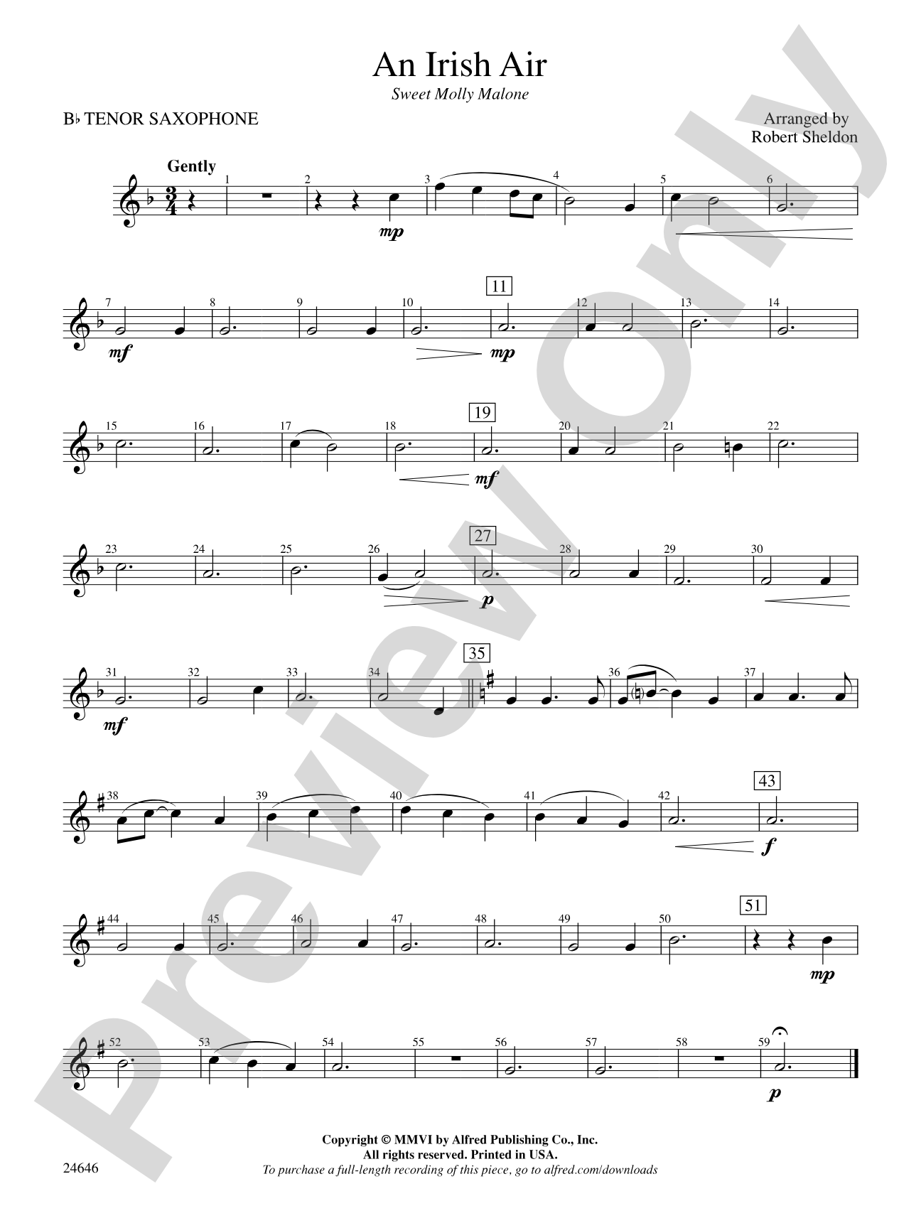 An Irish Air: B-flat Tenor Saxophone