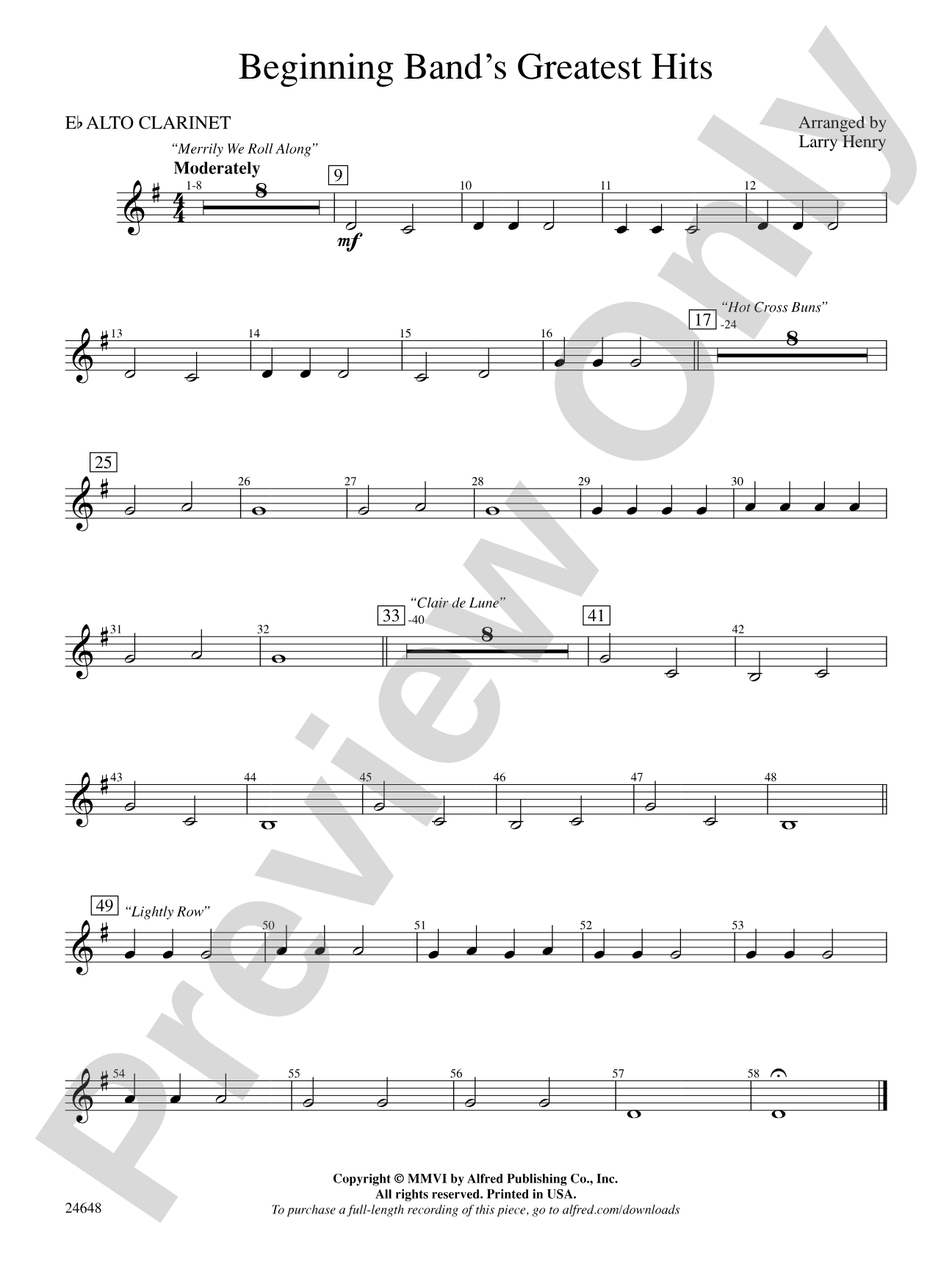 Beginning Band's Greatest Hits: E-flat Alto Clarinet