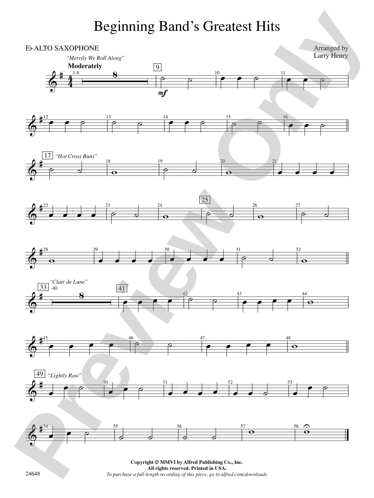 Beginning Band's Greatest Hits: E-flat Alto Saxophone