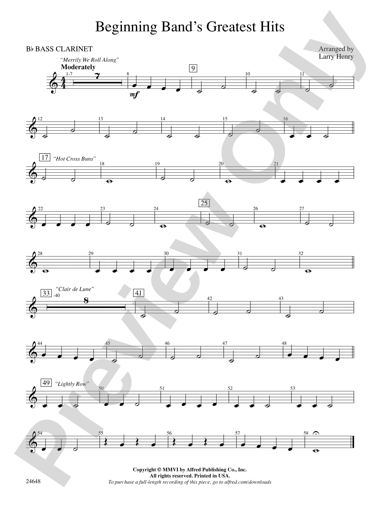 Beginning Band's Greatest Hits: B-flat Bass Clarinet