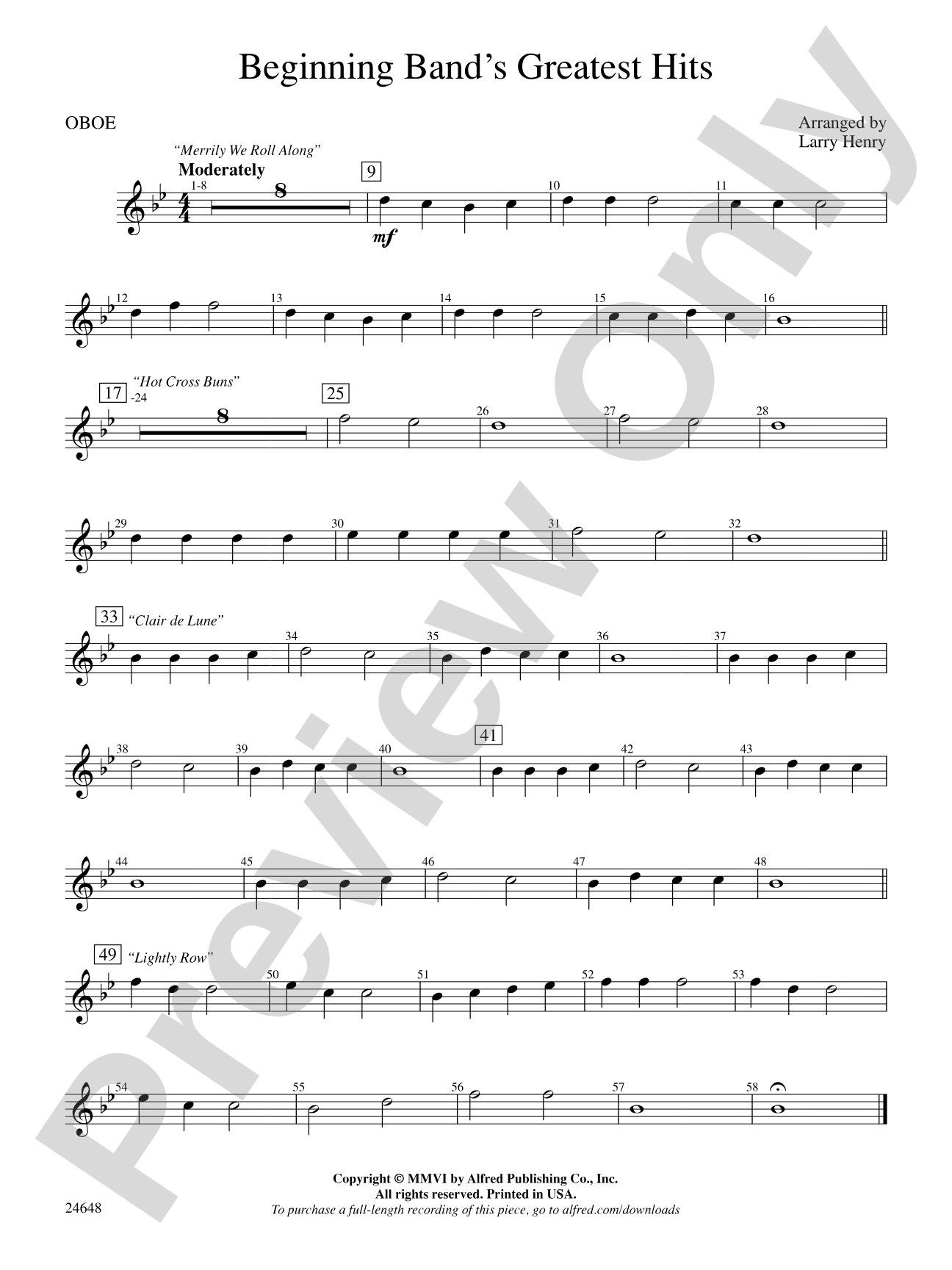 Beginning Band's Greatest Hits: Oboe