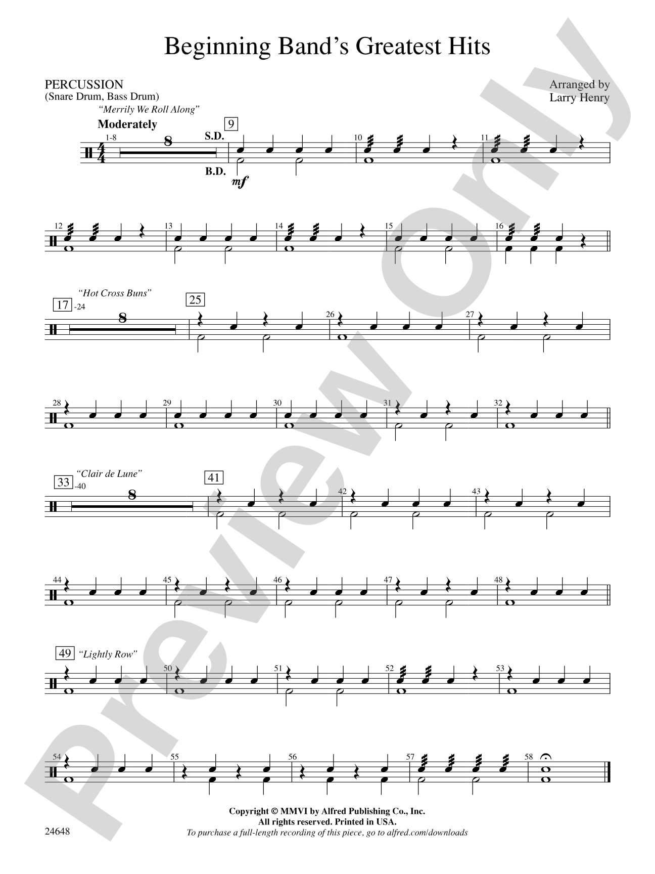 Beginning Band's Greatest Hits: 1st Percussion