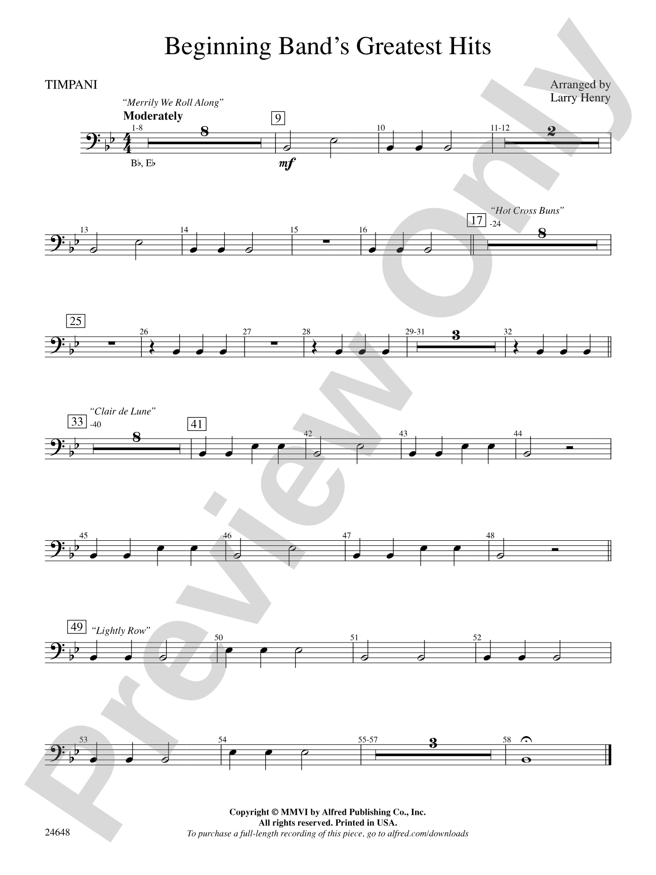 Beginning Band's Greatest Hits: Timpani