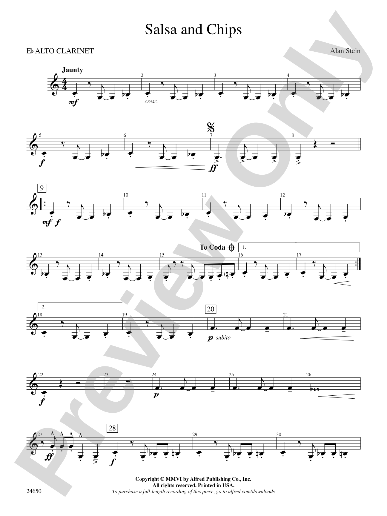 Salsa and Chips: E-flat Alto Clarinet