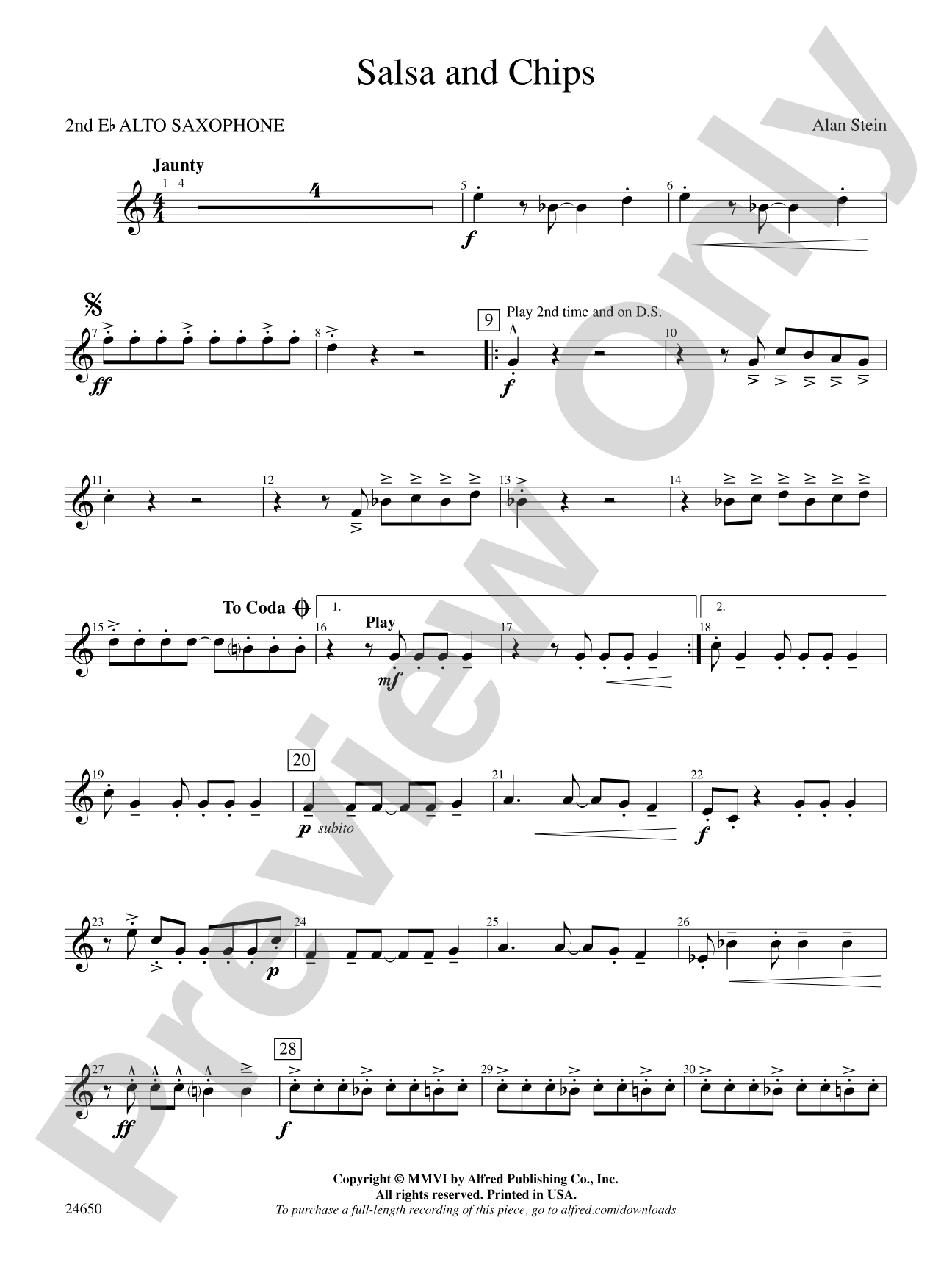 Salsa and Chips: 2nd E-flat Alto Saxophone