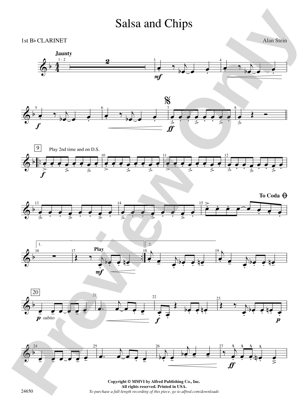 Salsa and Chips: 1st B-flat Clarinet