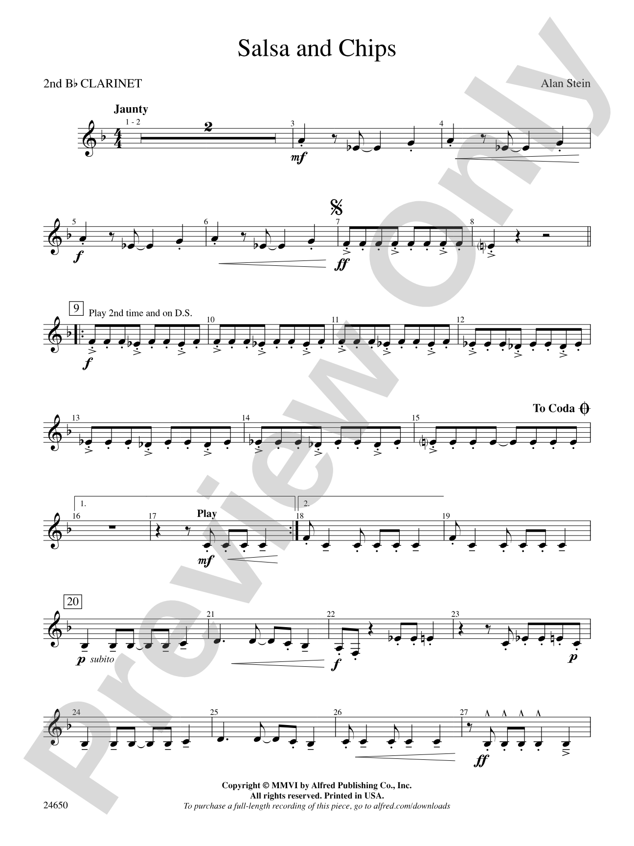 Salsa and Chips: 2nd B-flat Clarinet