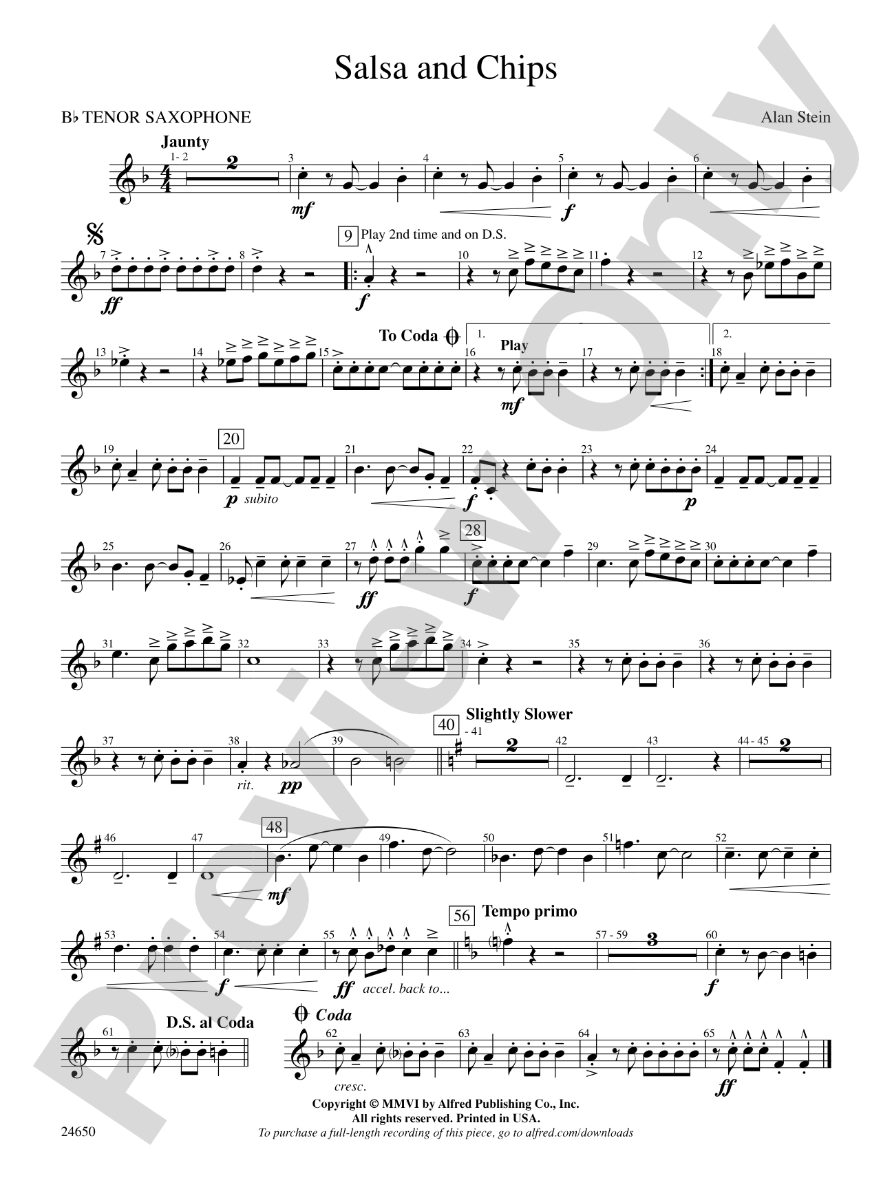 Salsa and Chips: B-flat Tenor Saxophone