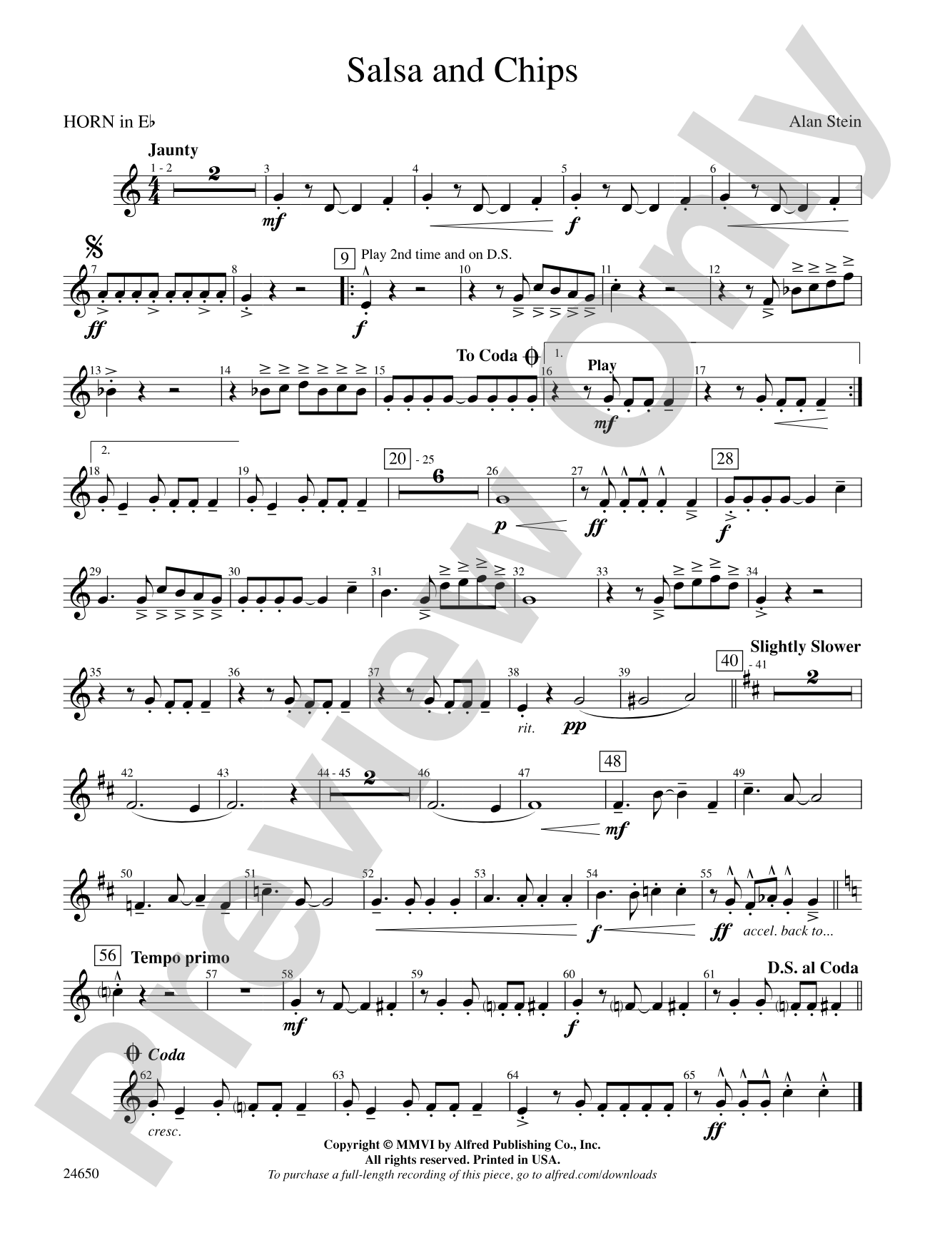 Salsa and Chips: (wp) 1st Horn in E-flat
