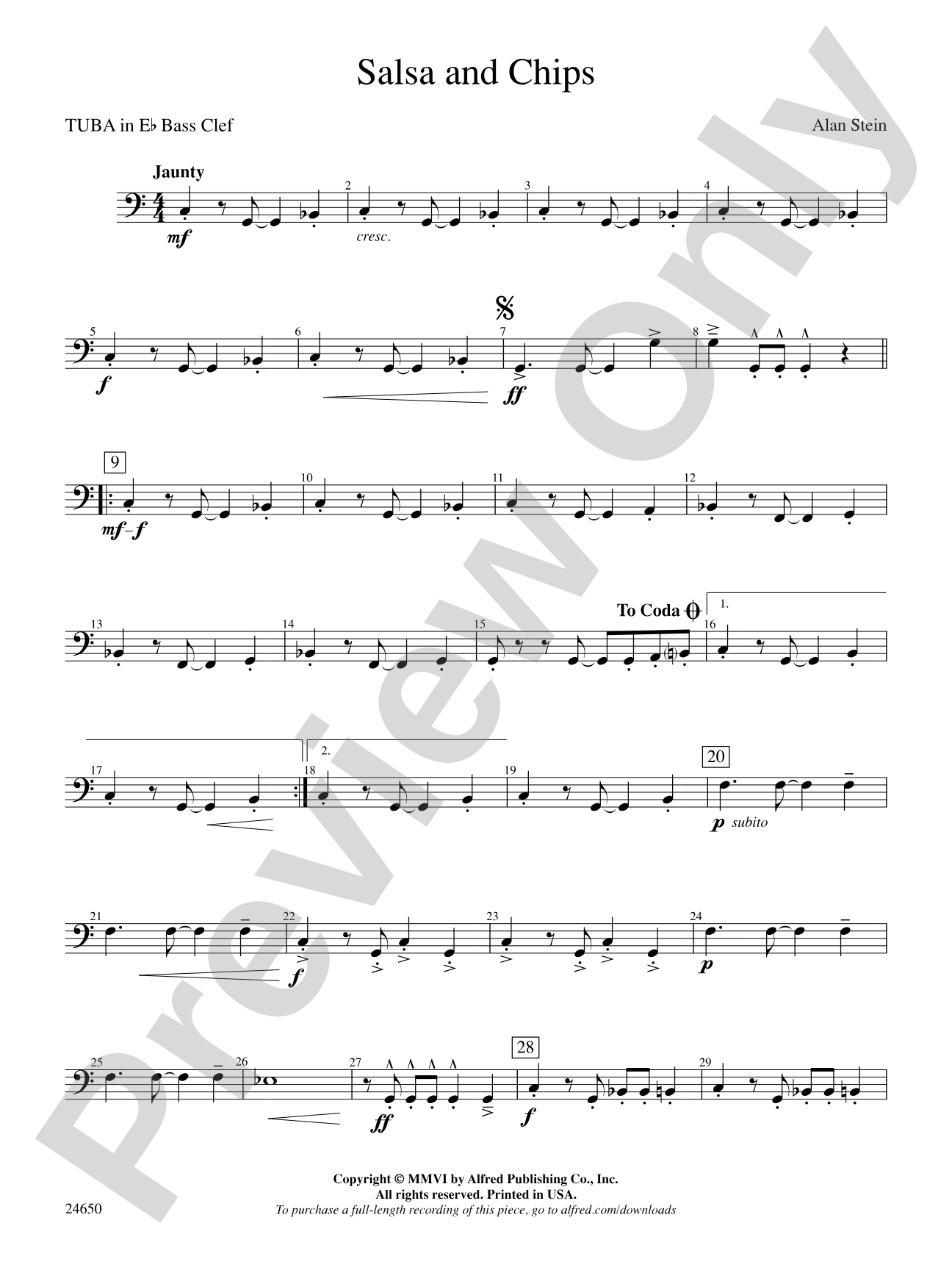 Salsa and Chips: (wp) E-flat Tuba B.C.