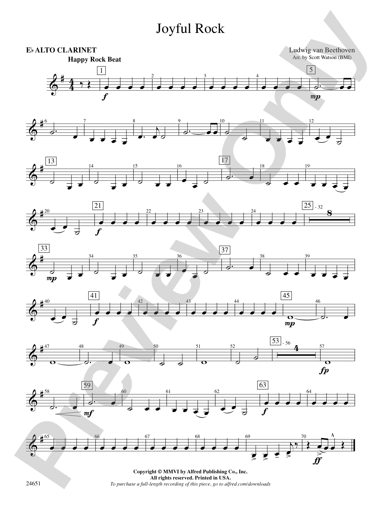 Joyful Rock: E-flat Alto Clarinet