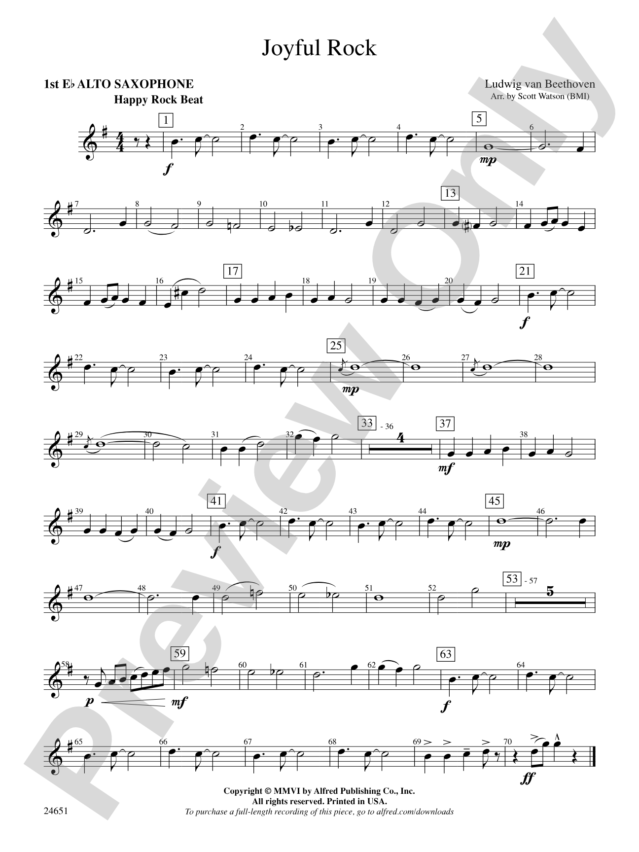 Joyful Rock: E-flat Alto Saxophone