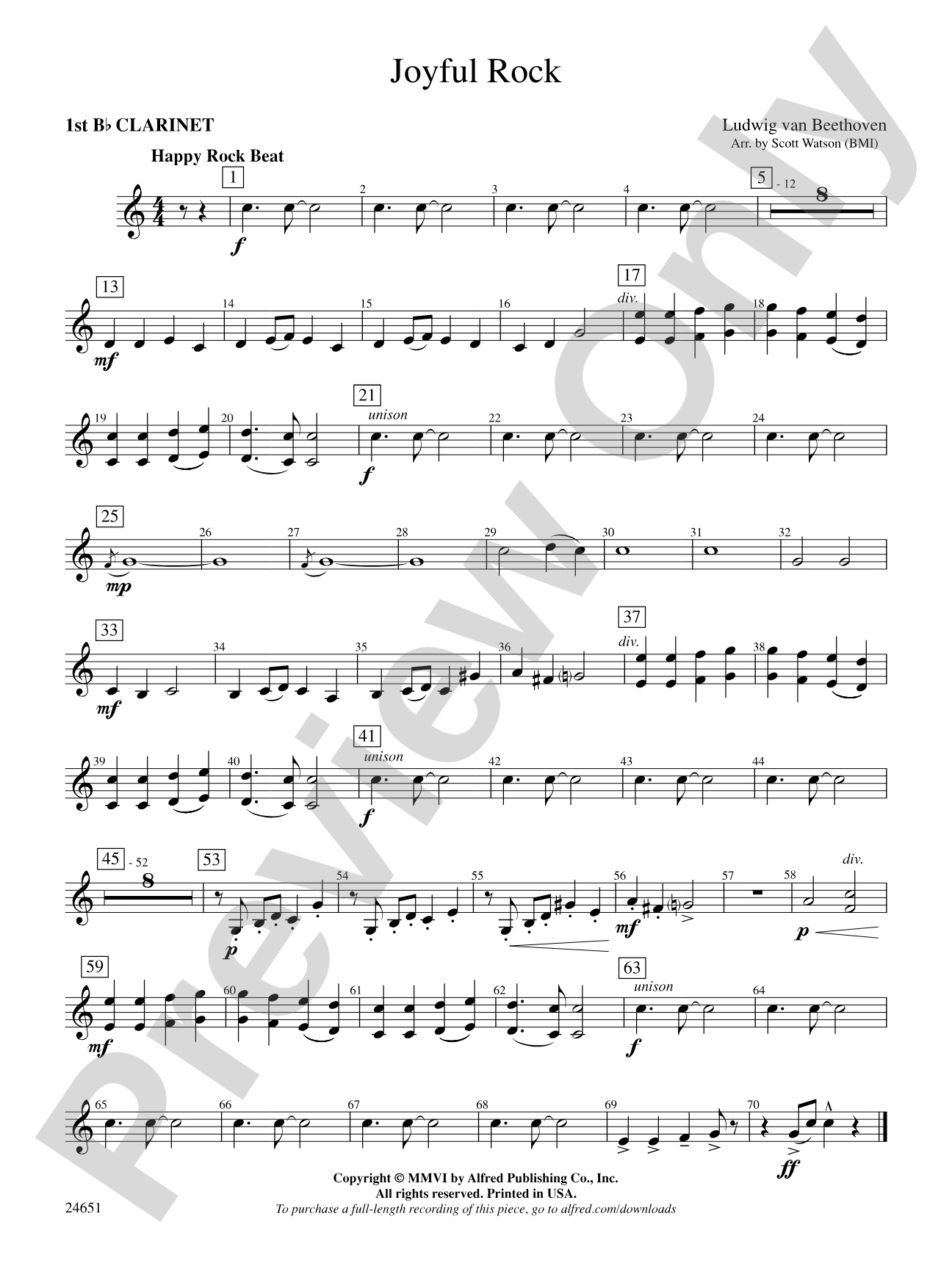 Joyful Rock: 1st B-flat Clarinet