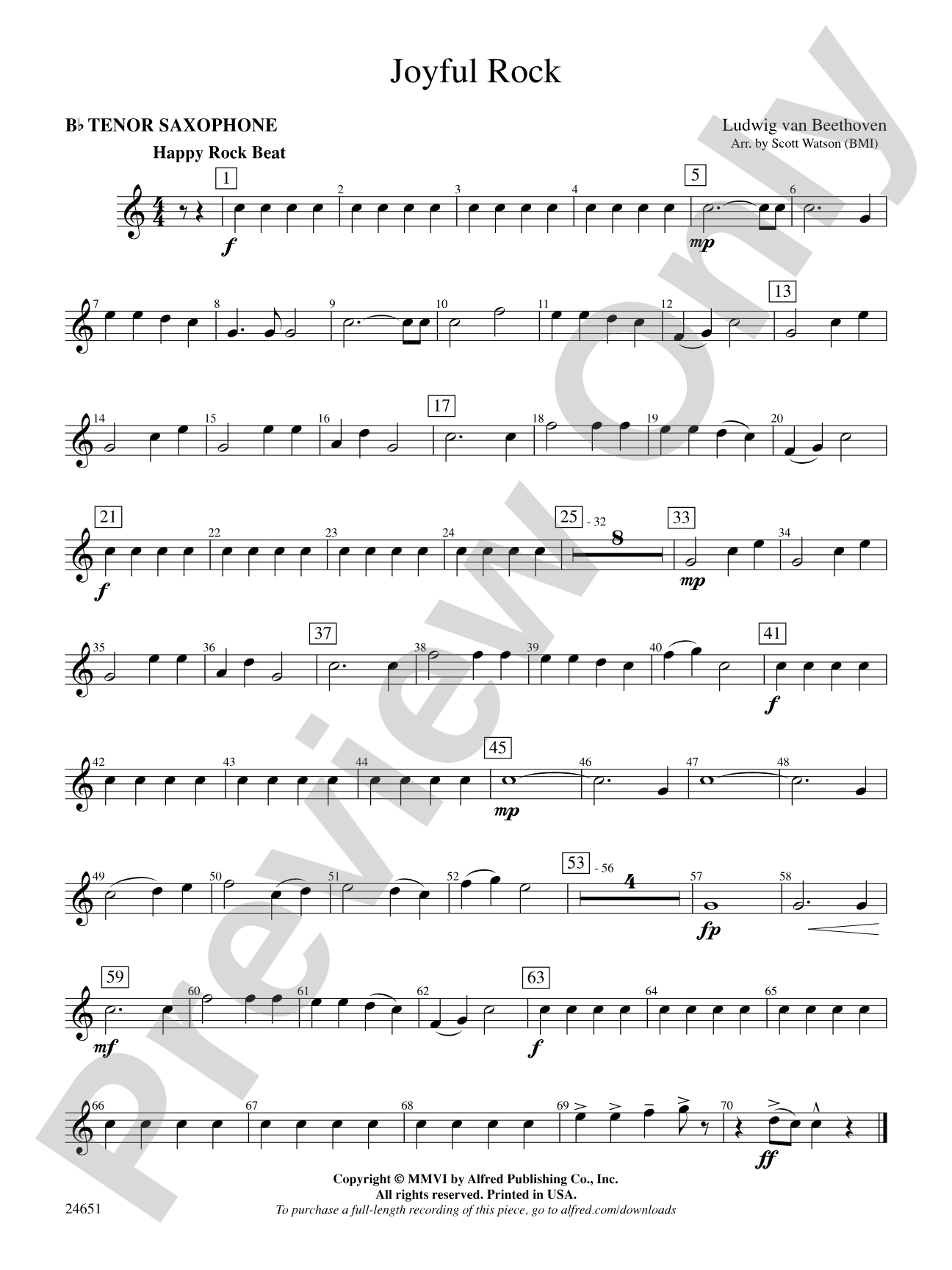 Joyful Rock: B-flat Tenor Saxophone