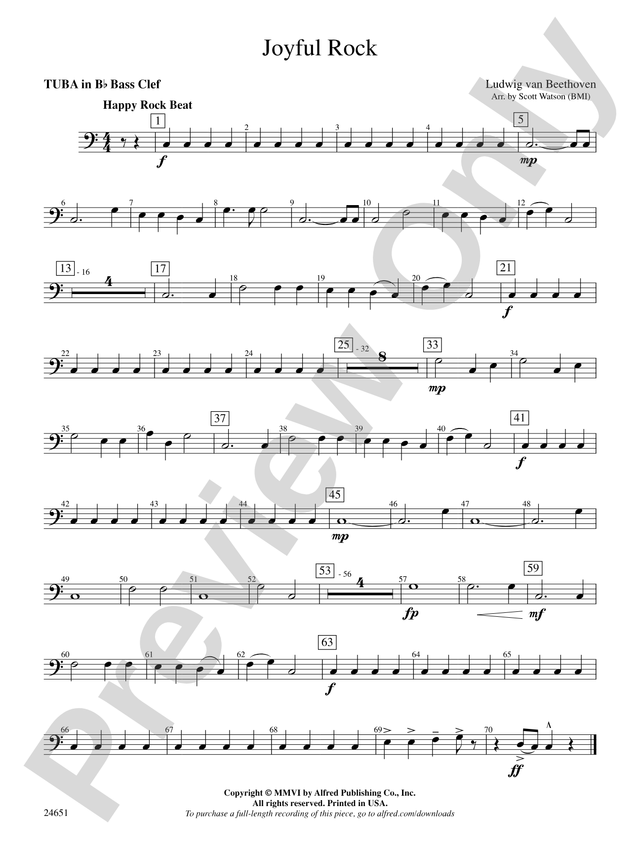 Joyful Rock: (wp) B-flat Tuba B.C.