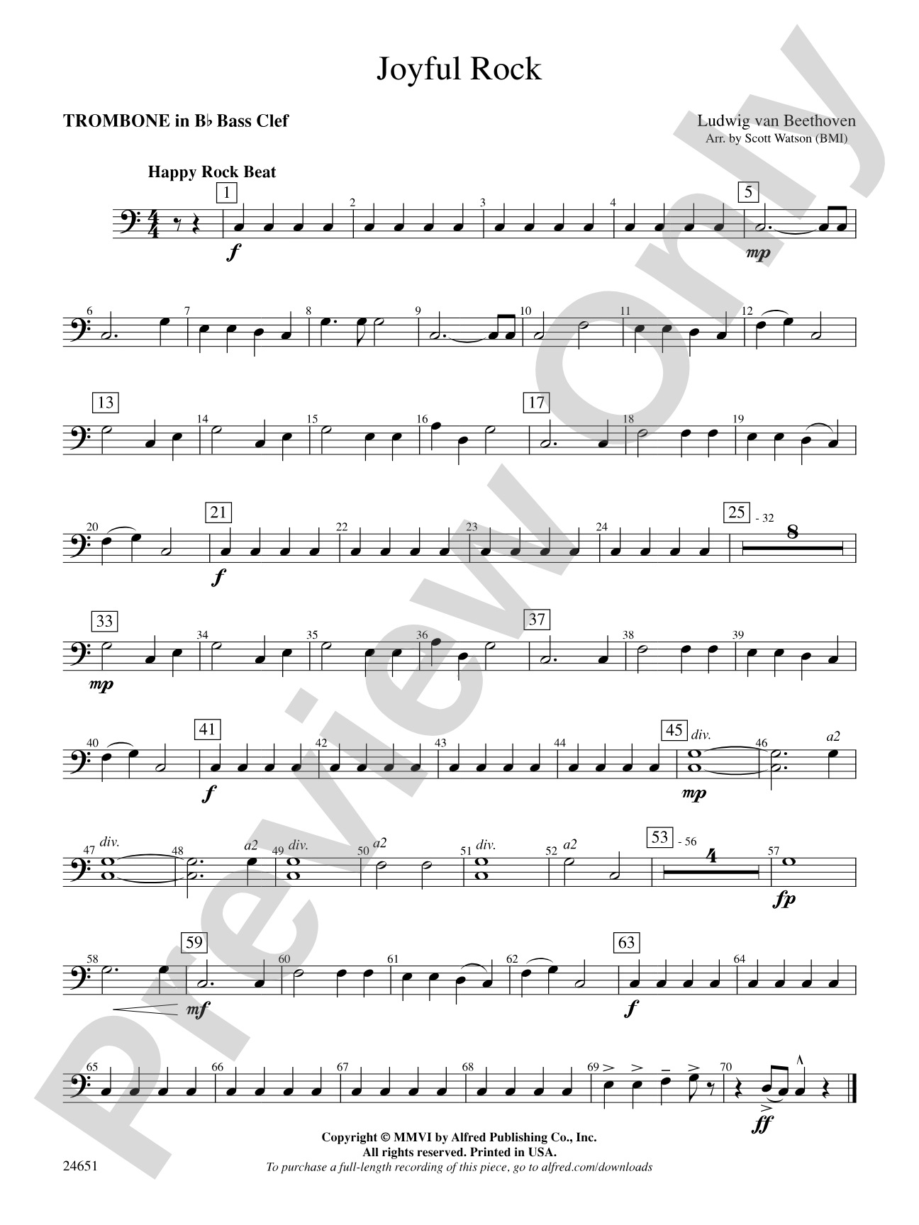 Joyful Rock: (wp) 1st B-flat Trombone B.C.