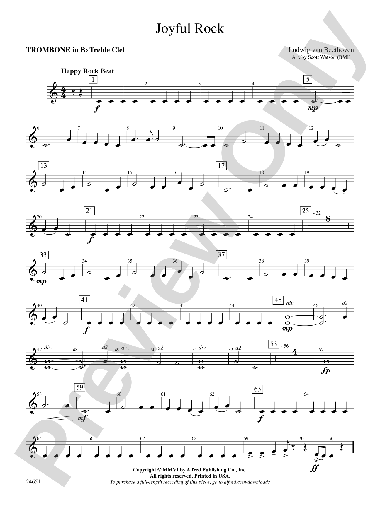 Joyful Rock: (wp) 1st B-flat Trombone T.C.