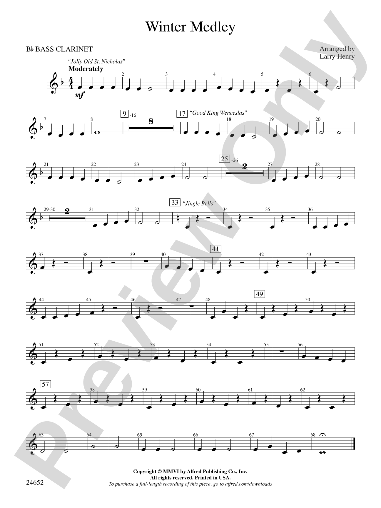 Winter Medley: B-flat Bass Clarinet