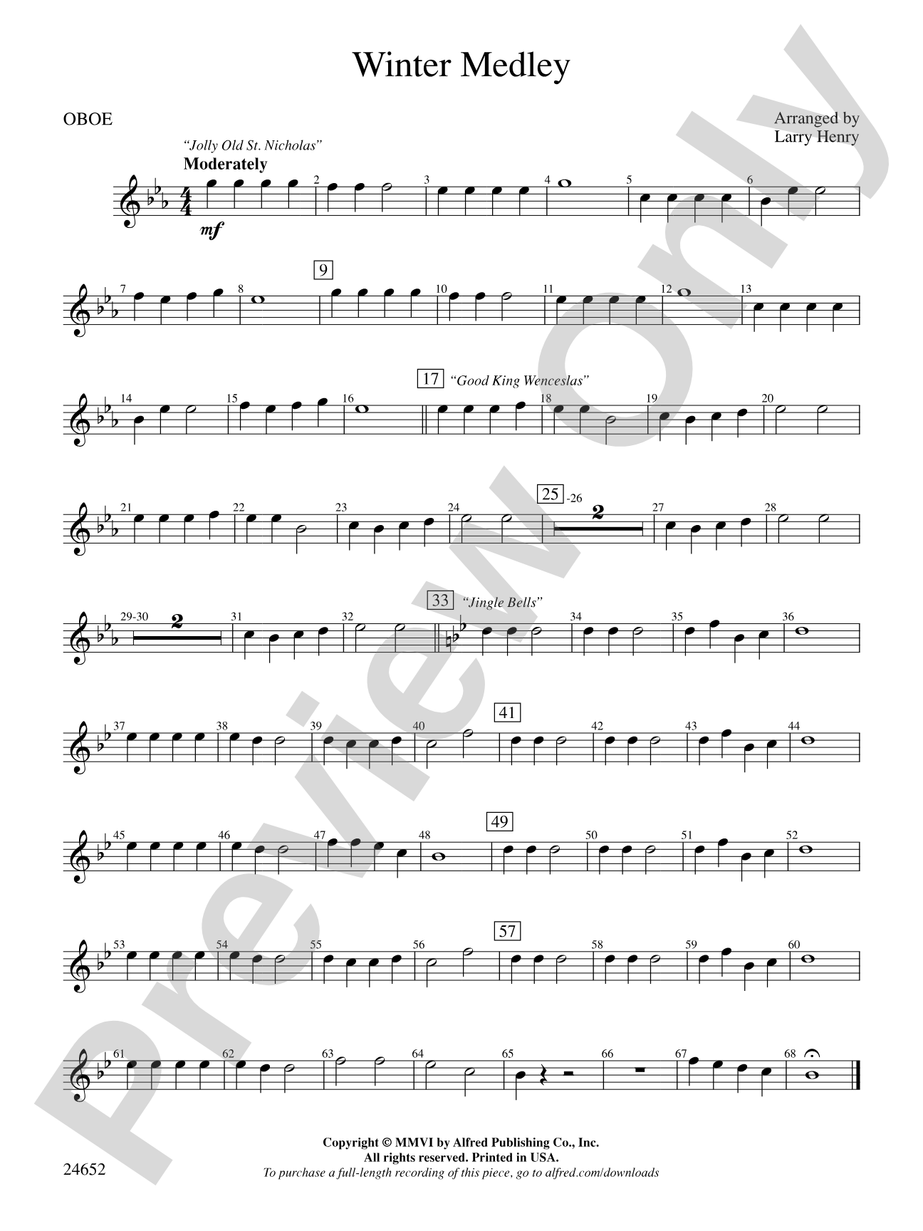 Winter Medley: Oboe