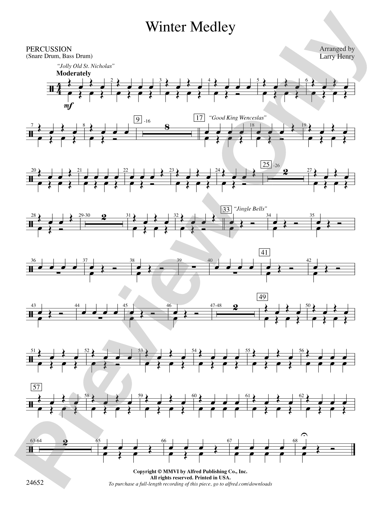Winter Medley: 1st Percussion
