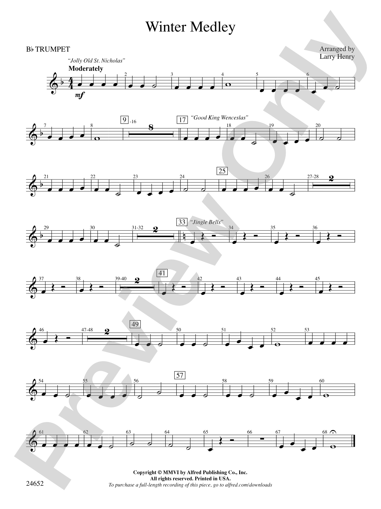 Winter Medley: 1st B-flat Trumpet