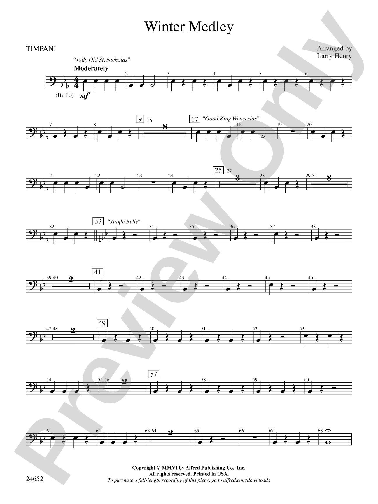 Winter Medley: Timpani