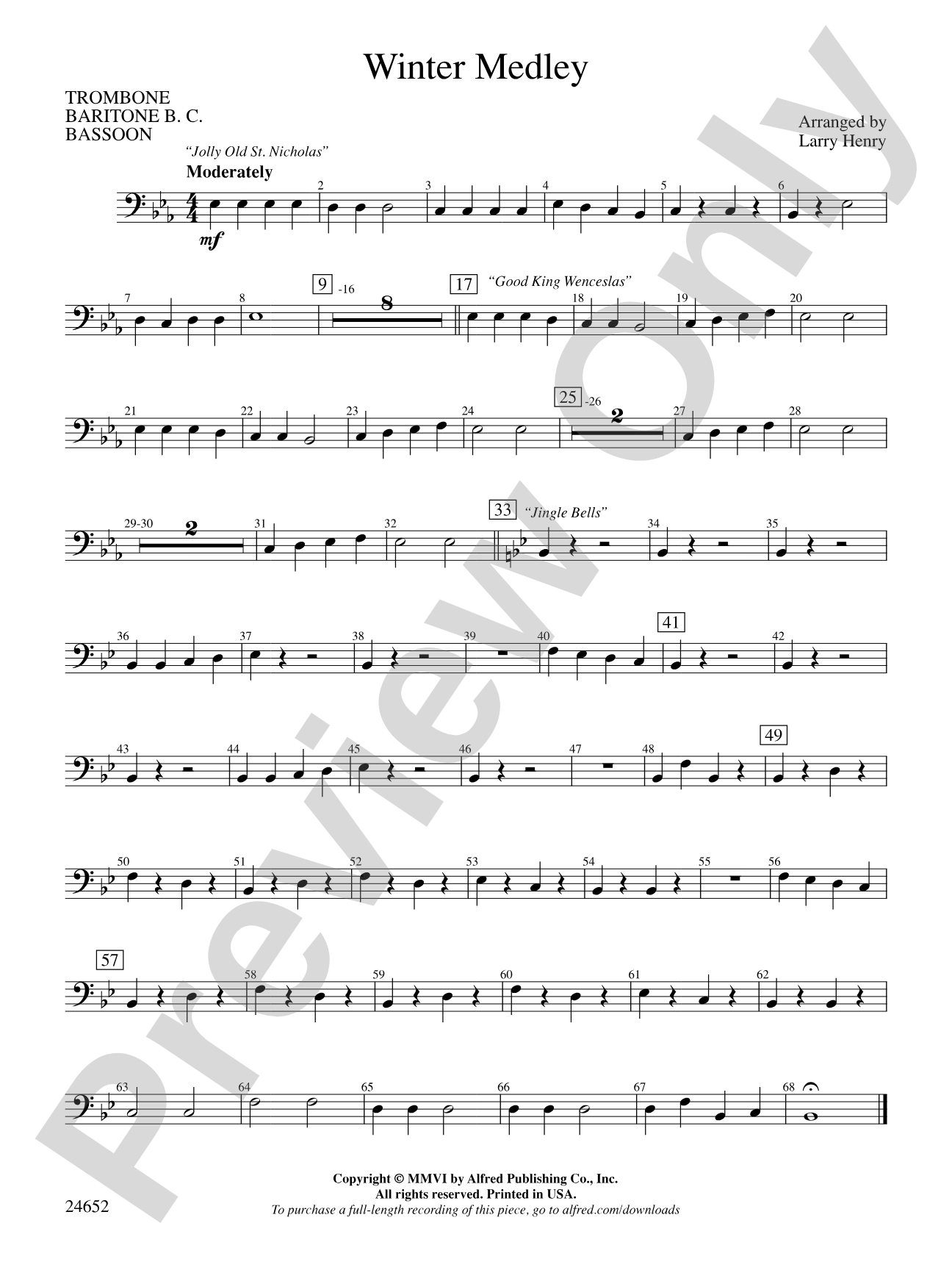 Winter Medley: 1st Trombone