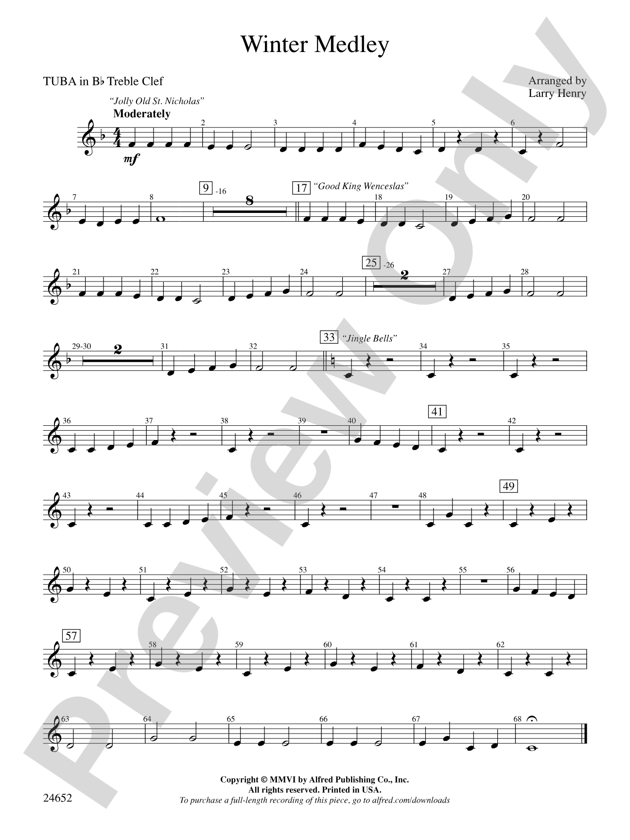 Winter Medley: (wp) B-flat Tuba T.C.