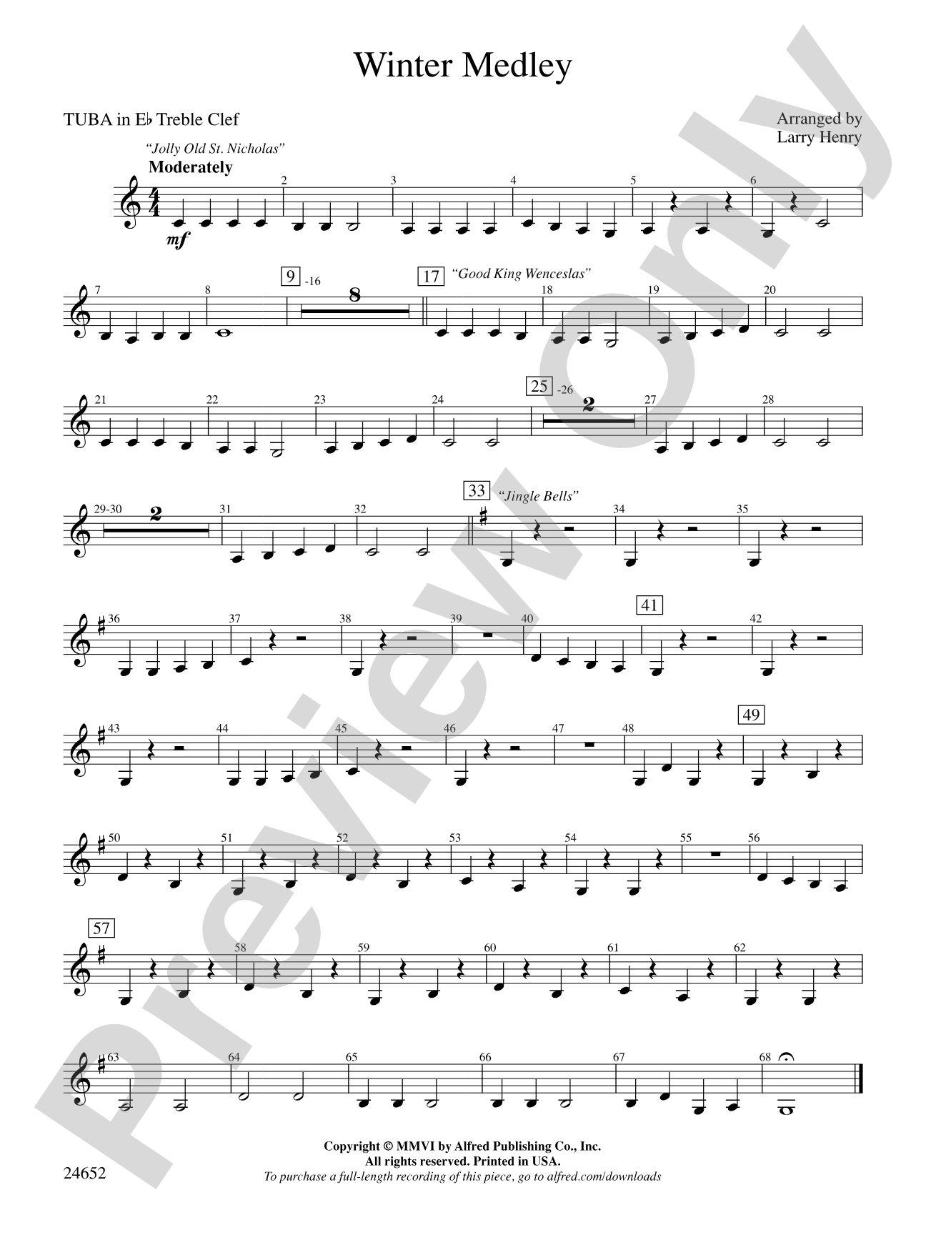 Winter Medley: (wp) E-flat Tuba T.C.
