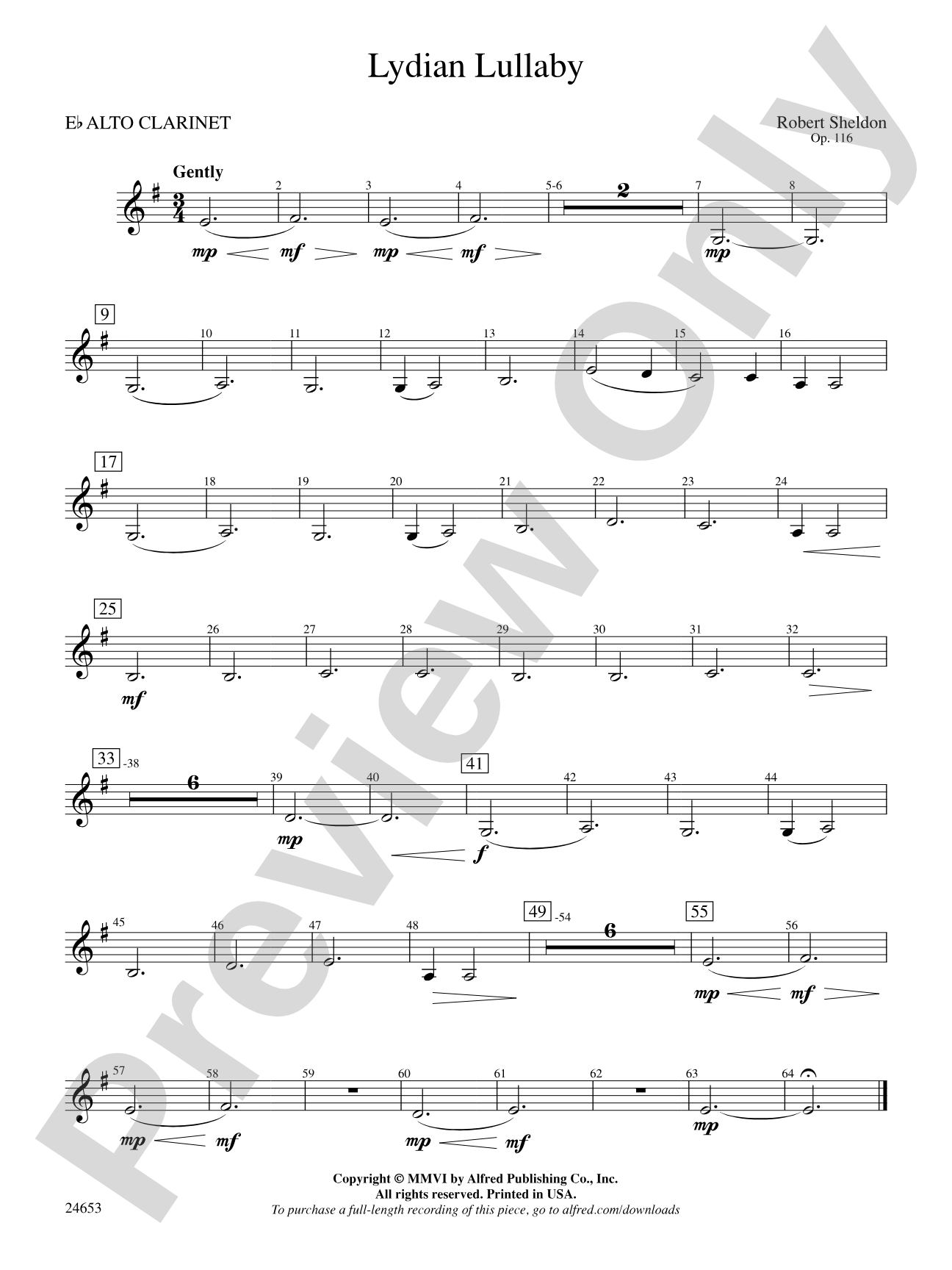 Lydian Lullaby: E-flat Alto Clarinet