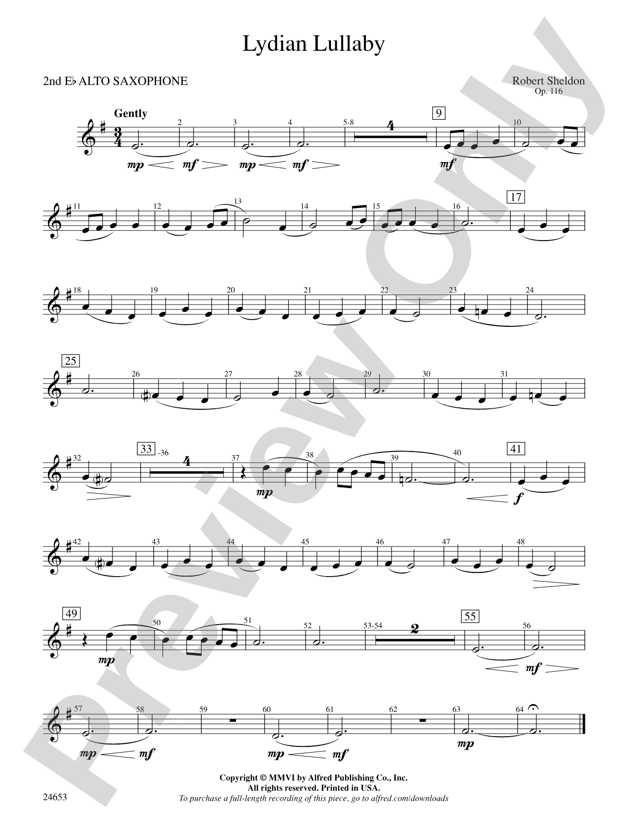 Lydian Lullaby: 2nd E-flat Alto Saxophone