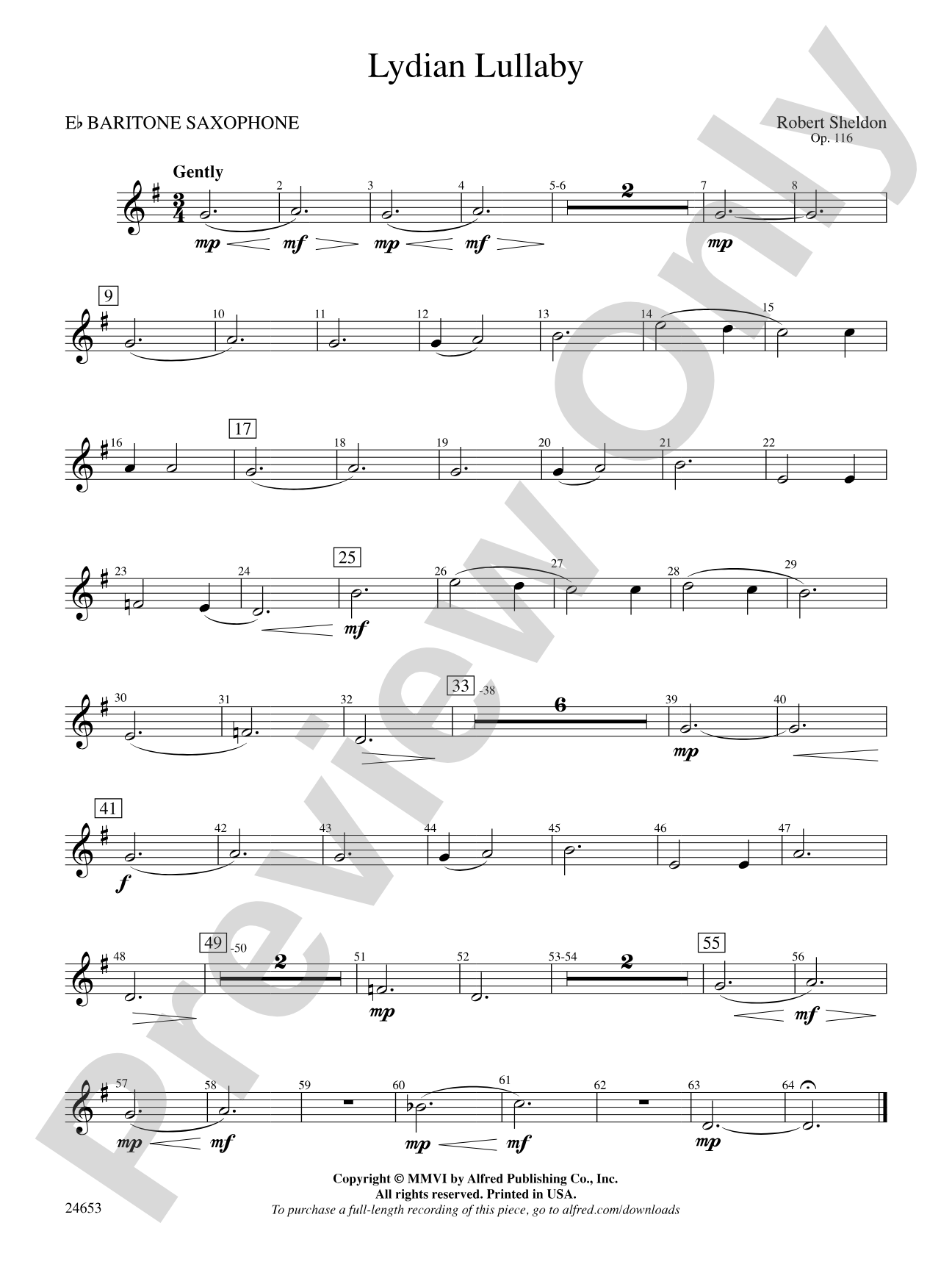 Lydian Lullaby: E-flat Baritone Saxophone