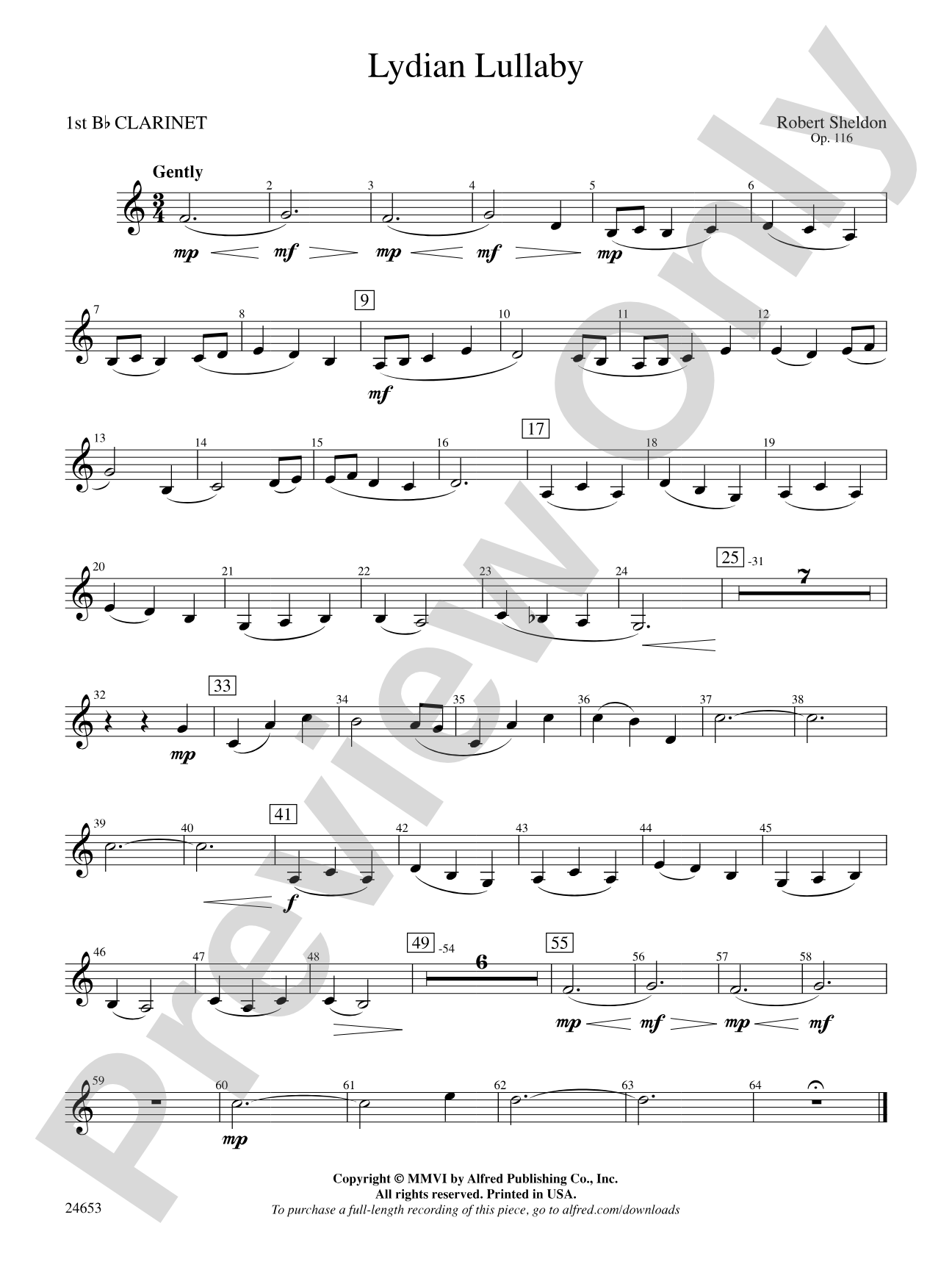 Lydian Lullaby: 1st B-flat Clarinet