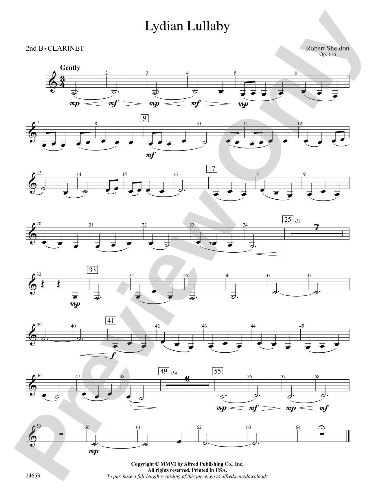 Lydian Lullaby: 2nd B-flat Clarinet