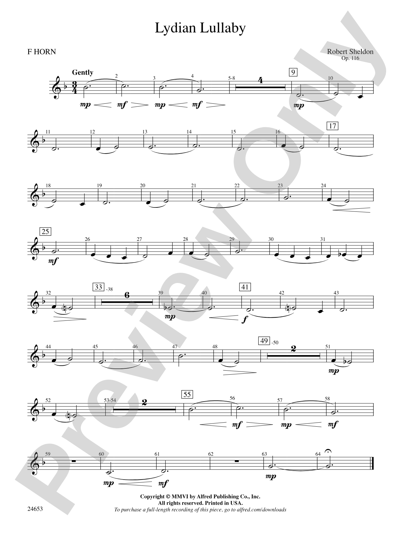 Lydian Lullaby: 1st F Horn