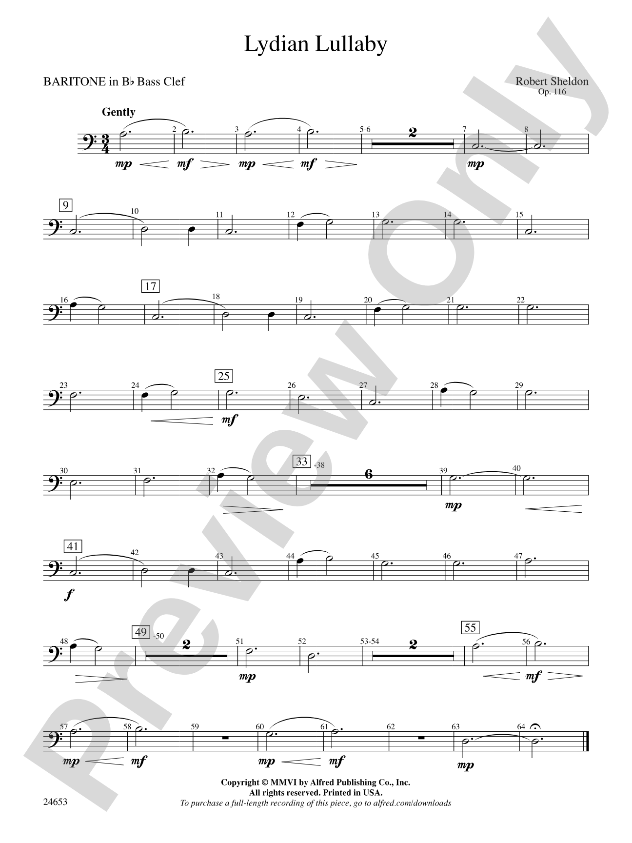 Lydian Lullaby: (wp) B-flat Baritone B.C.