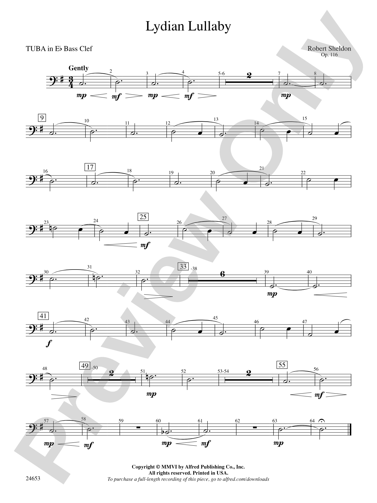 Lydian Lullaby: (wp) E-flat Tuba B.C.